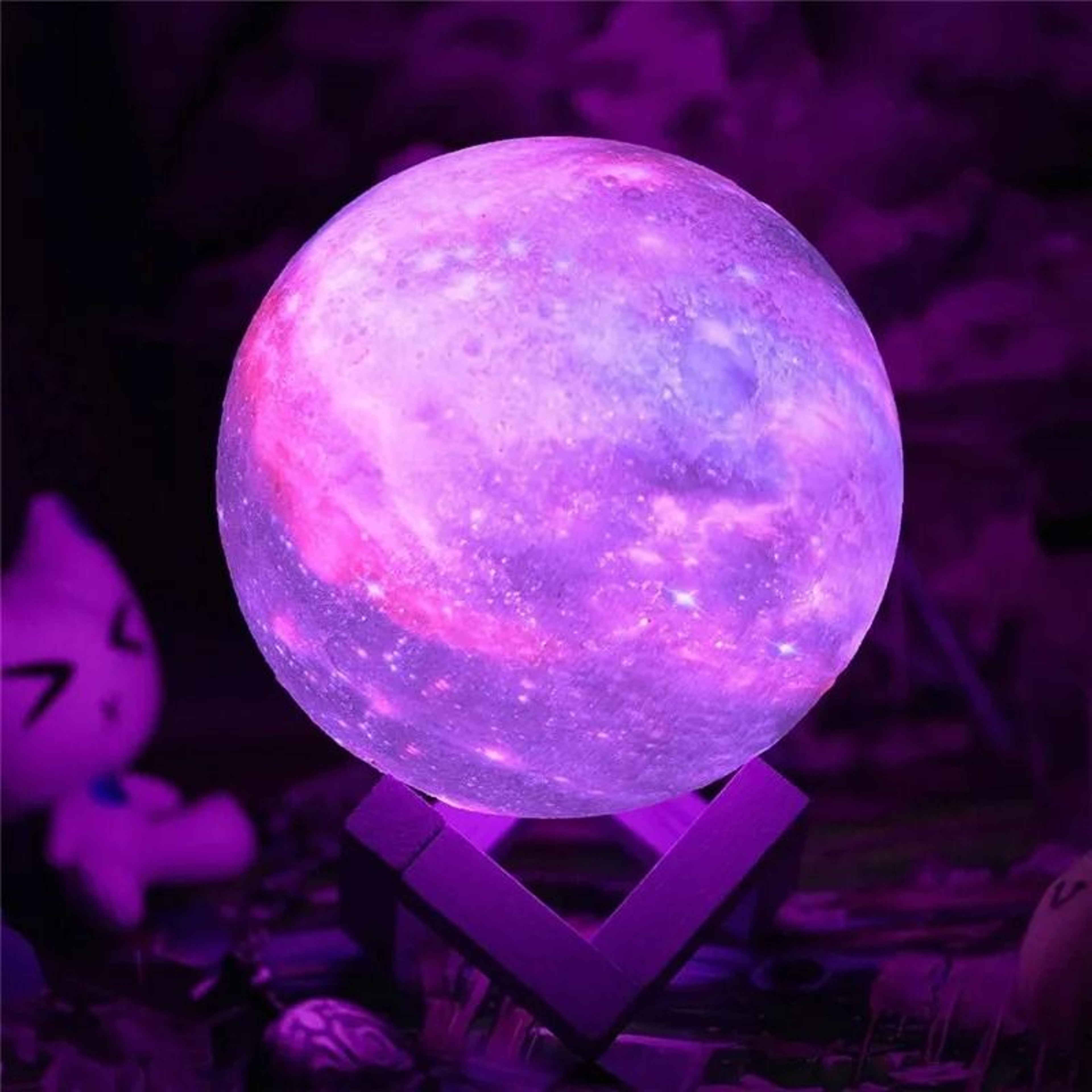 3D Print Moon Lamp  16Color Remote LED Night Light Rechargeable Bedroom Atmosphere Decor 1