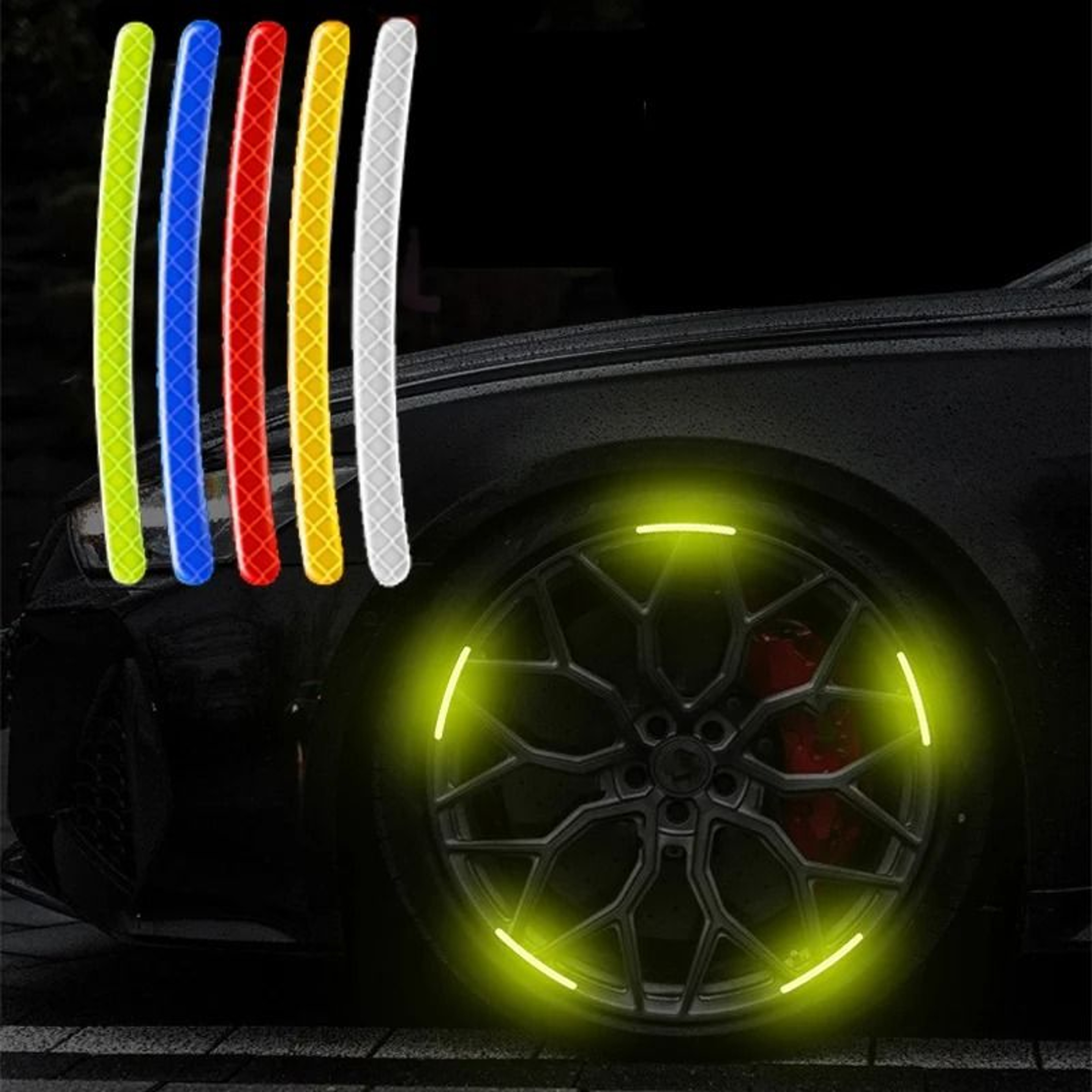 Car Wheel Hub Reflective Stripes  Door Handle Safety Warning Stickers  Rear Reflective Tape 1