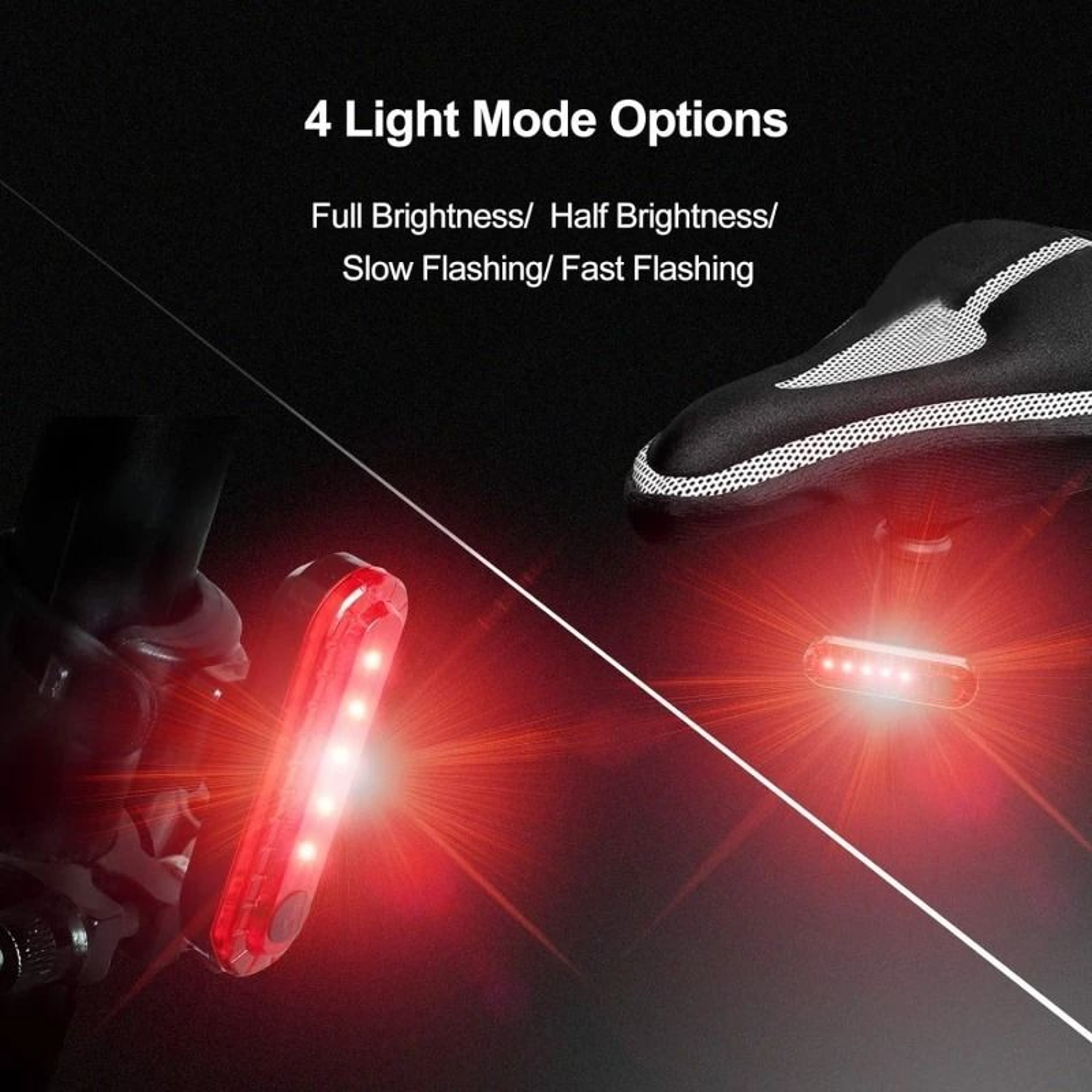 USB Rechargeable LED Bike Tail Light  HighIntensity 4Mode Cycling Safety Flashlight For Road  MTB 3