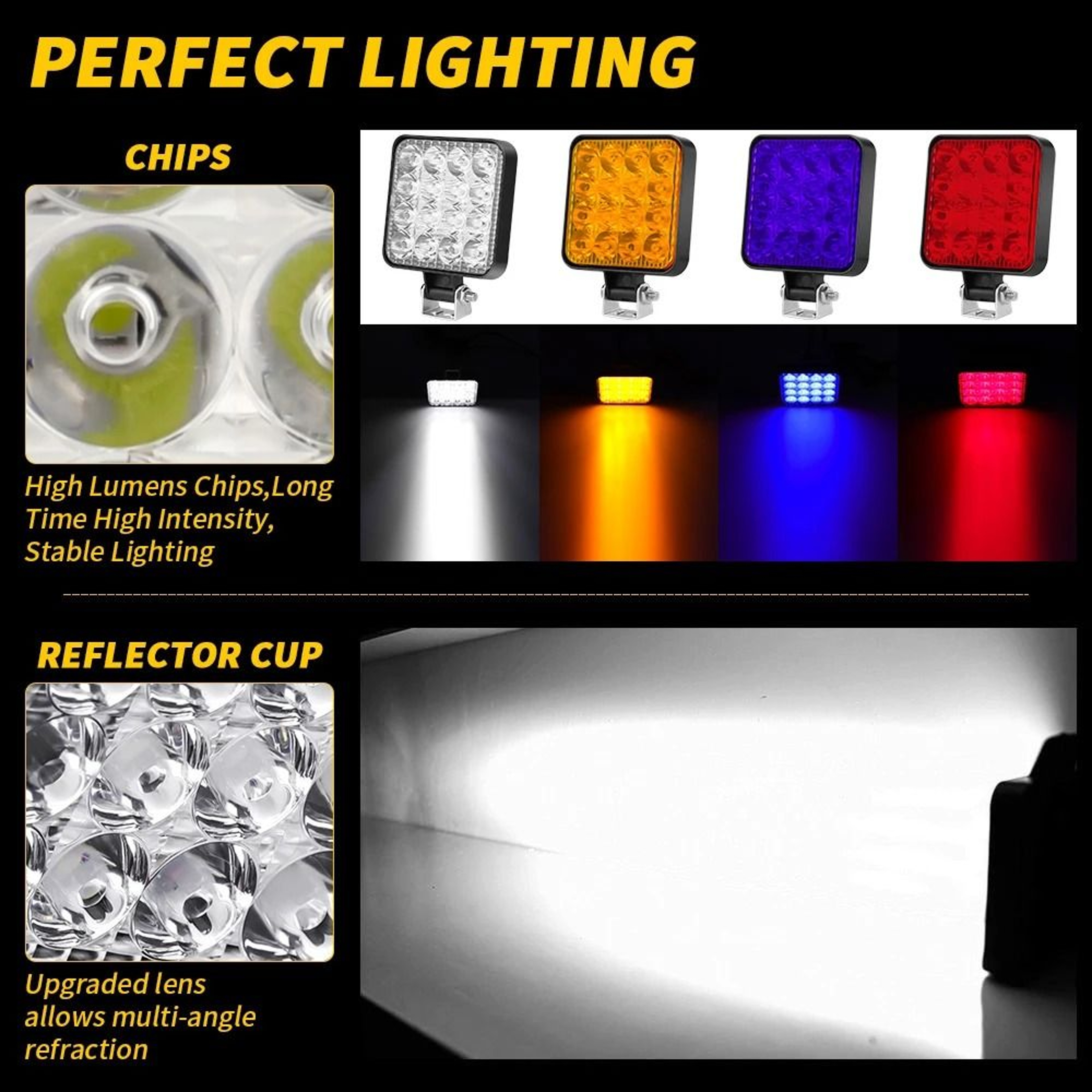 48W HighIntensity LED Work Light Bar  IP68 Waterproof OffRoad Spotlight For 4x4 Trucks  Tractors 4