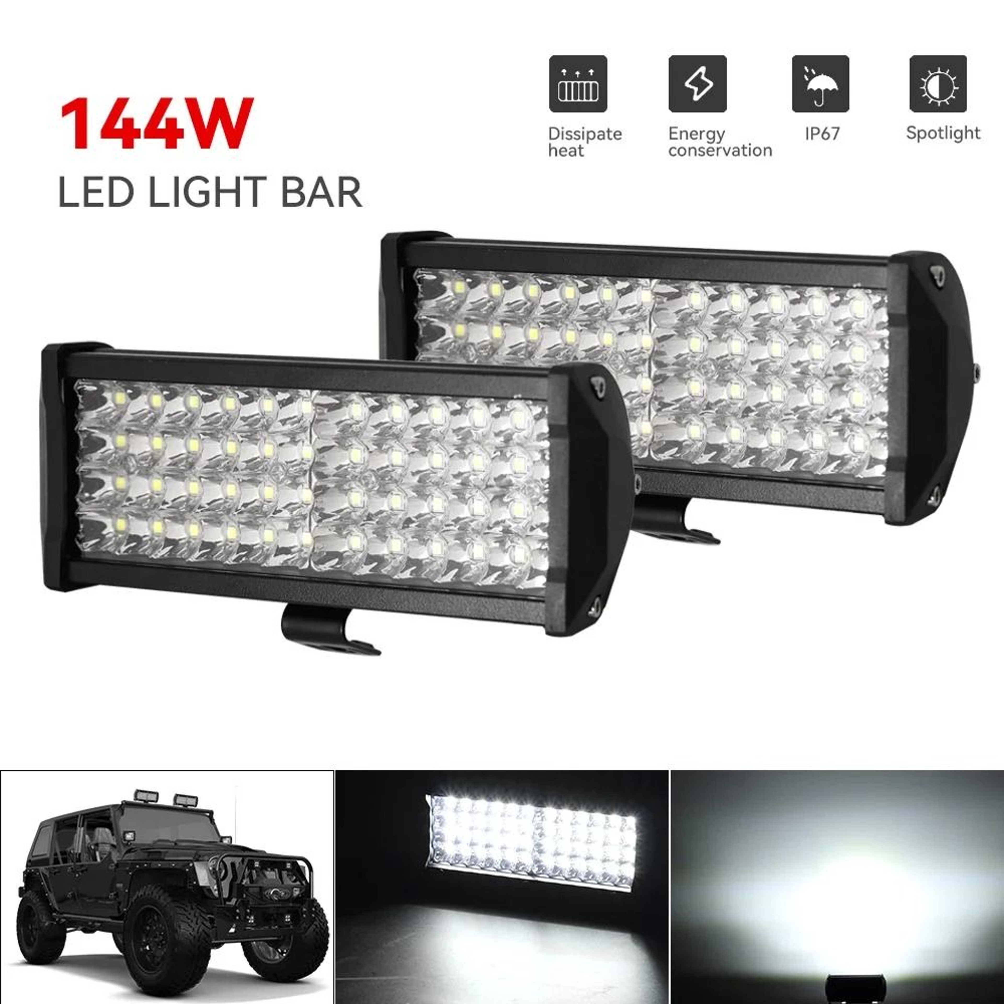 120W HighIntensity LED Light Bar  6000LM Spot  Flood Beam Work Light For Offroad Marine  Industrial 0