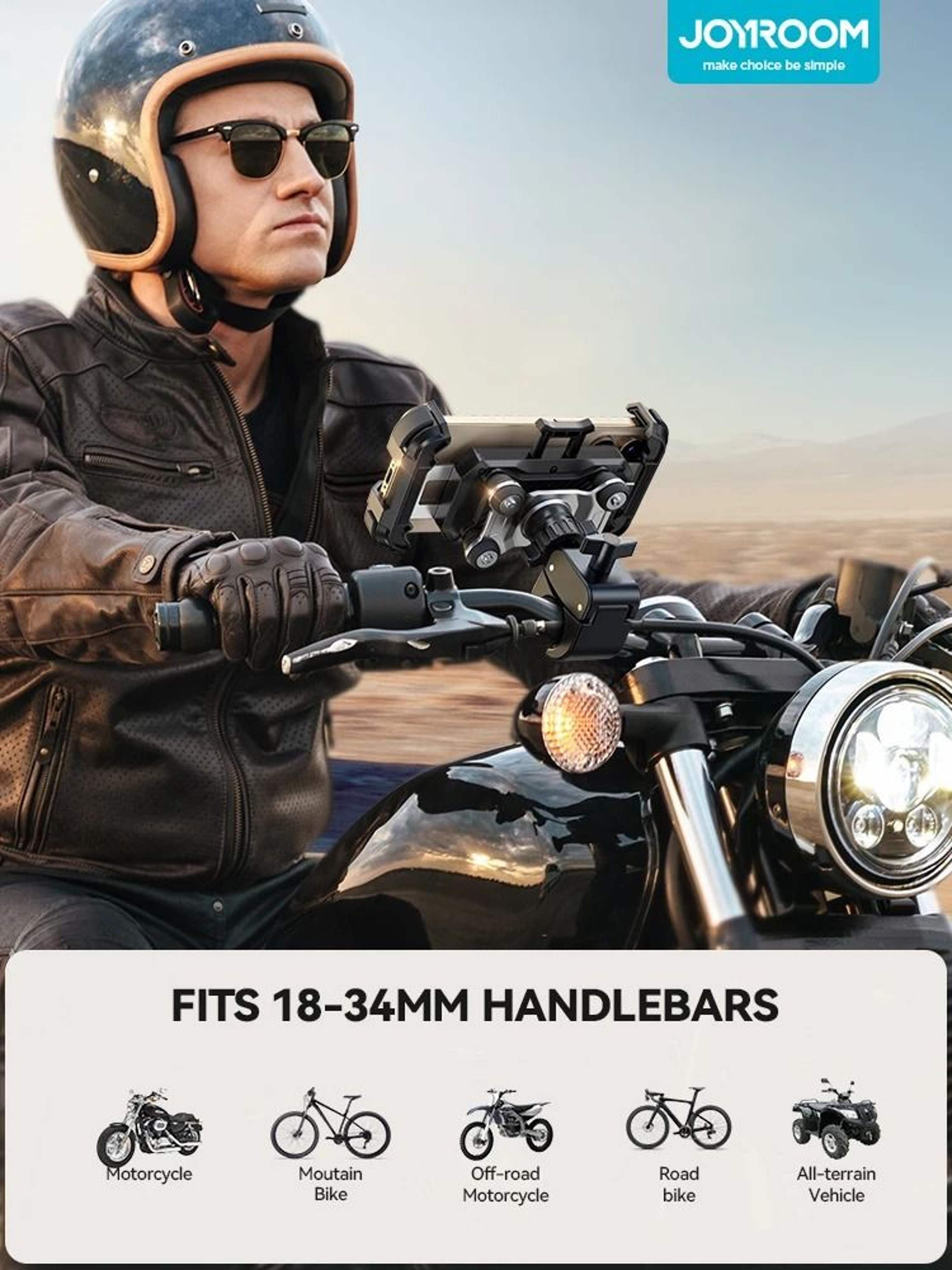 Joyroom HighIntensity Motorcycle Phone Mount  AntiVibration Handlebar Holder For 477in IPhone  Andr 5