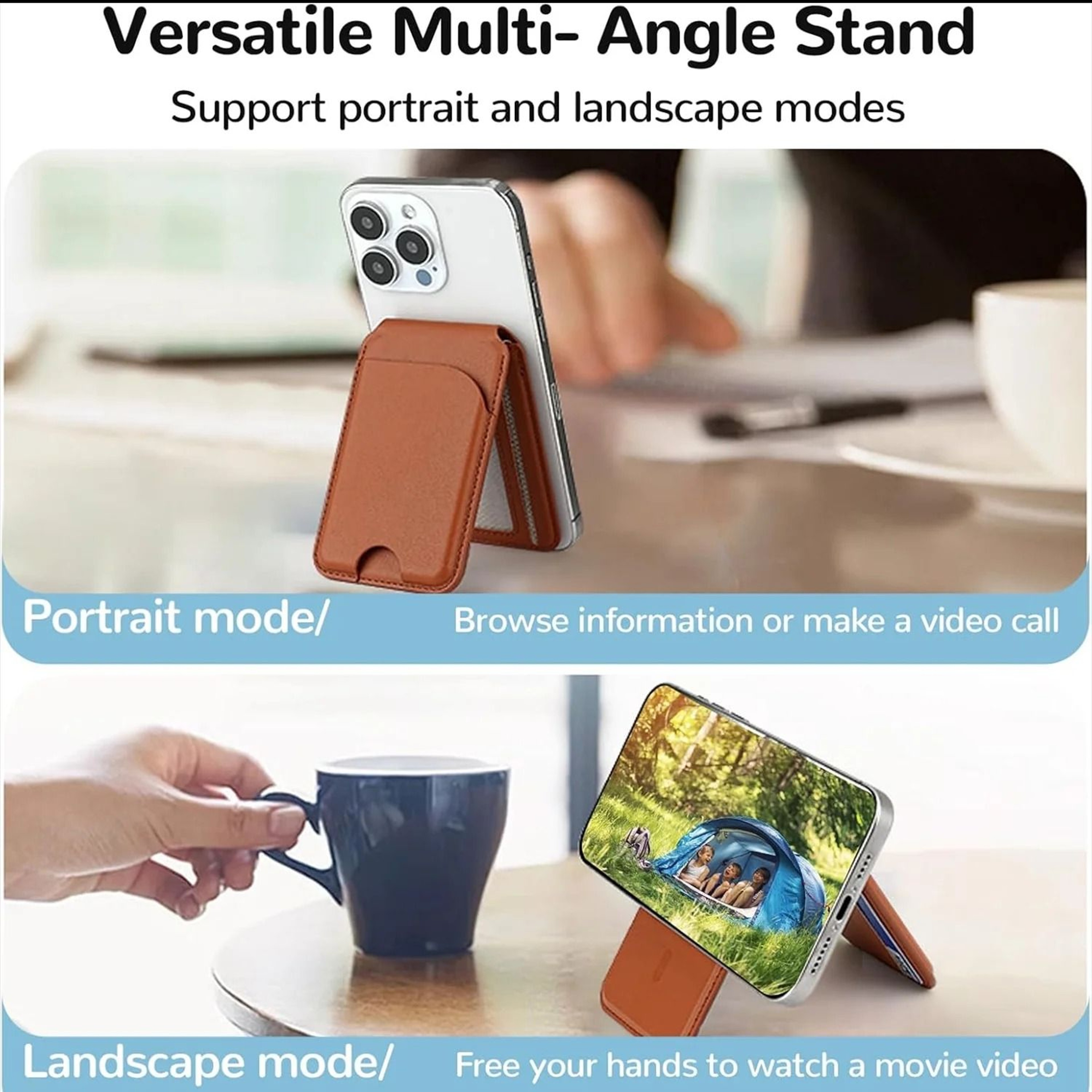 2in1 Magnetic MagSafe Leather Wallet  Stand  Adjustable Card Holder For IPhone 1615141312 3