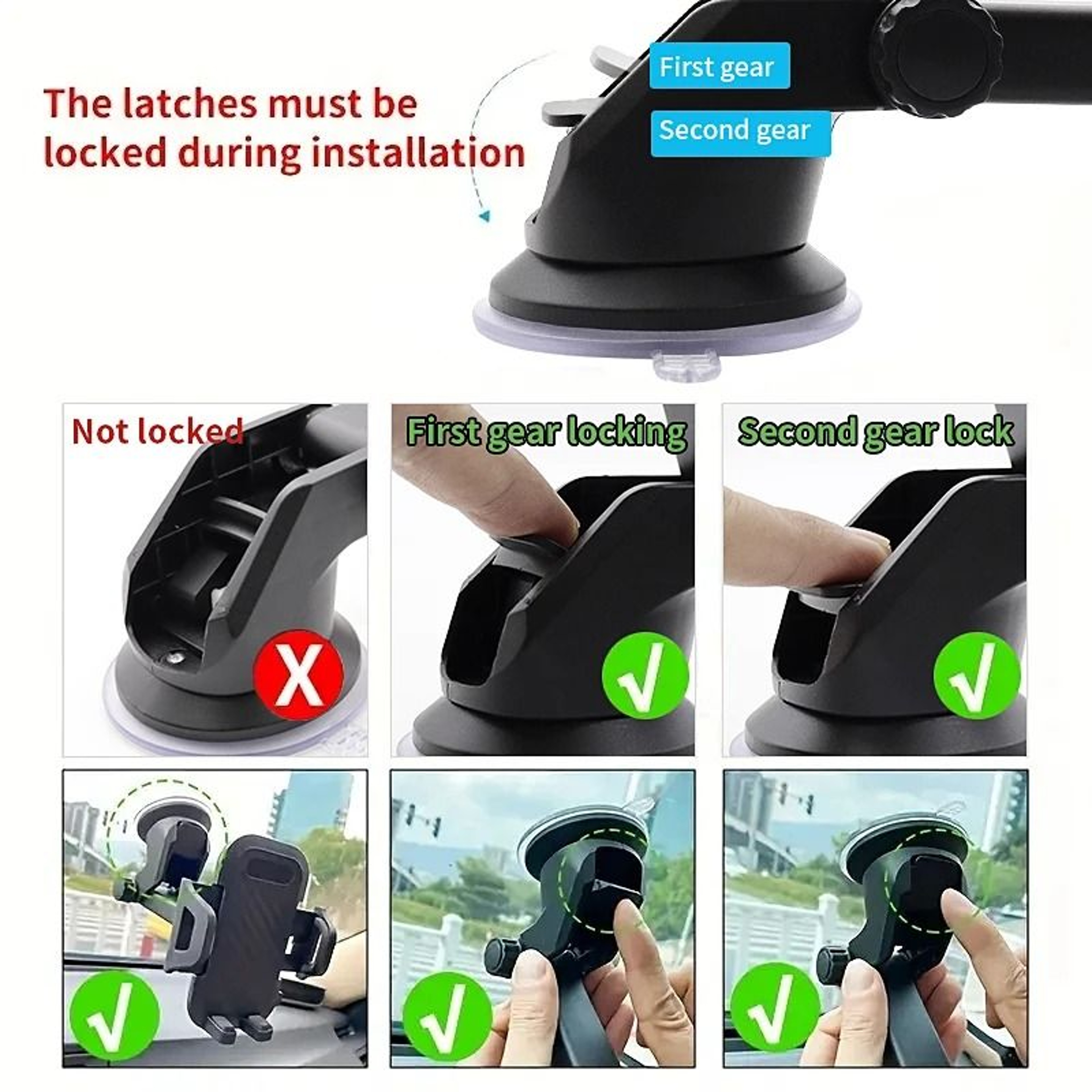 Universal 360 Sucker Car Phone Holder  HighStability Windshield  Dashboard Mount For Smartphones 4