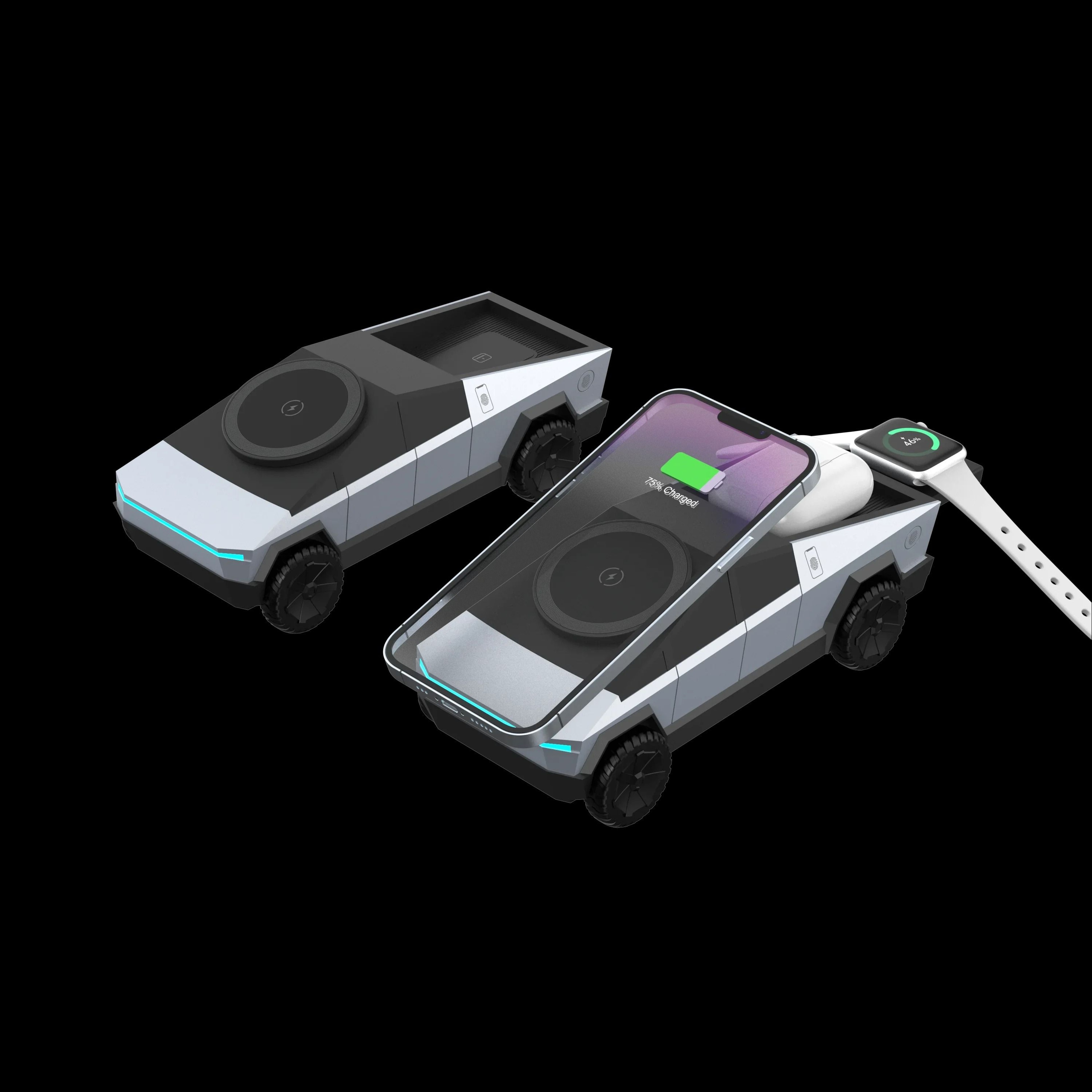 Cybertruck Desktop Qi2 Charger  3in1 Wireless Charging Station For IPhone Apple Watch  AirPods 2