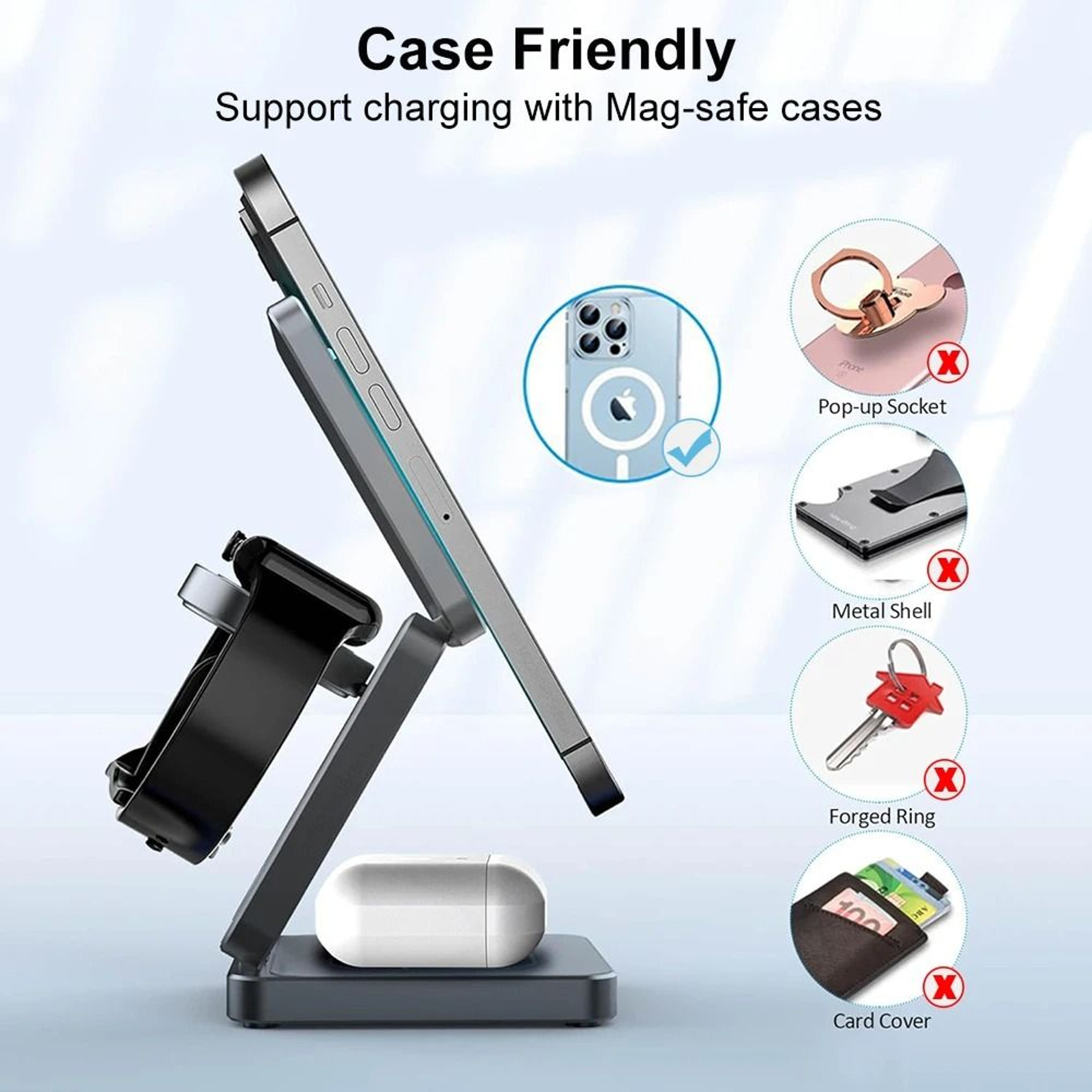 3in1 Foldable Magnetic Wireless Charging Station  Fast Charging Stand For IPhone 16 Series  Apple W 3