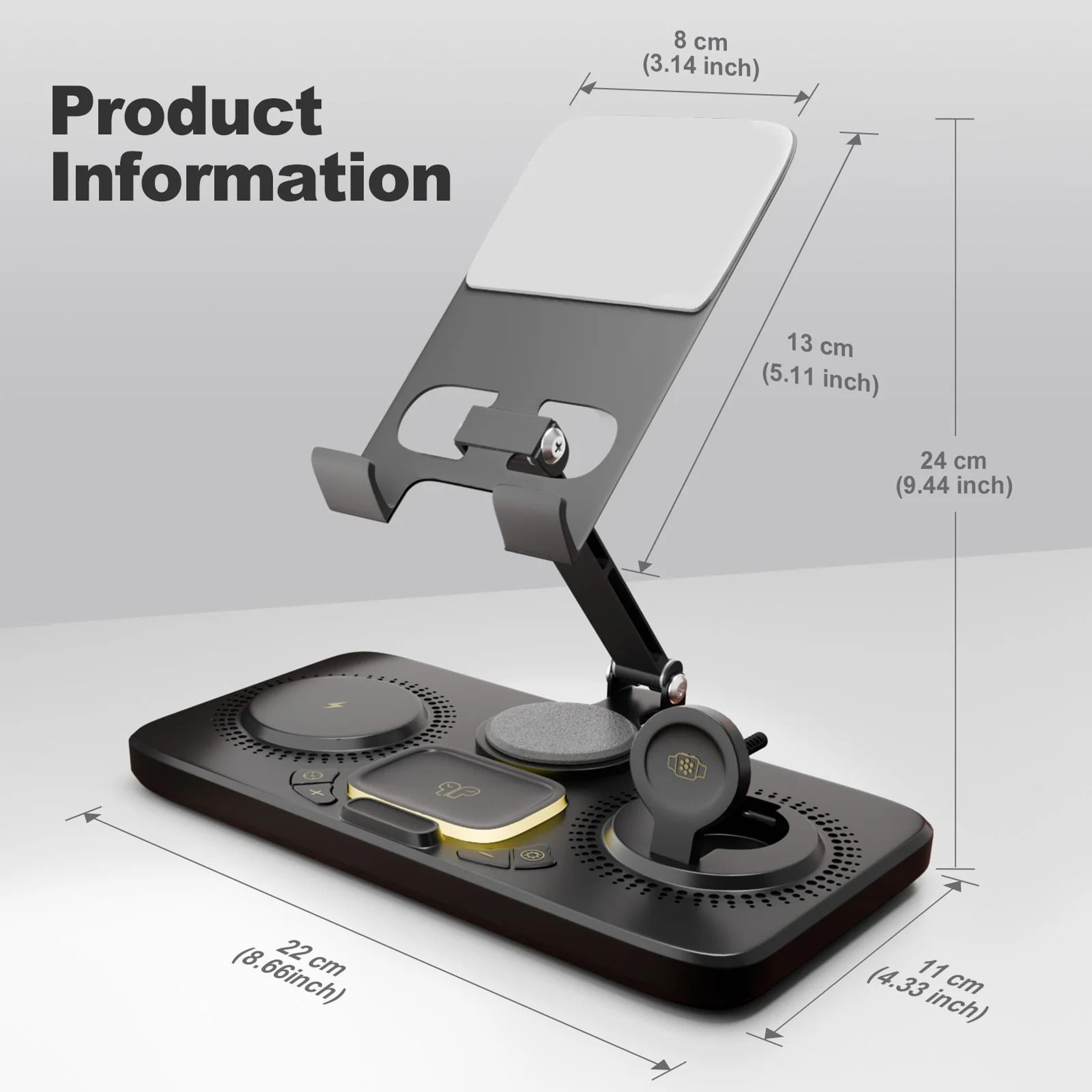 7in1 Wireless Charging Station With Night Lamp  Clock  HighPerformance Multiple Device Hub For IPho 5