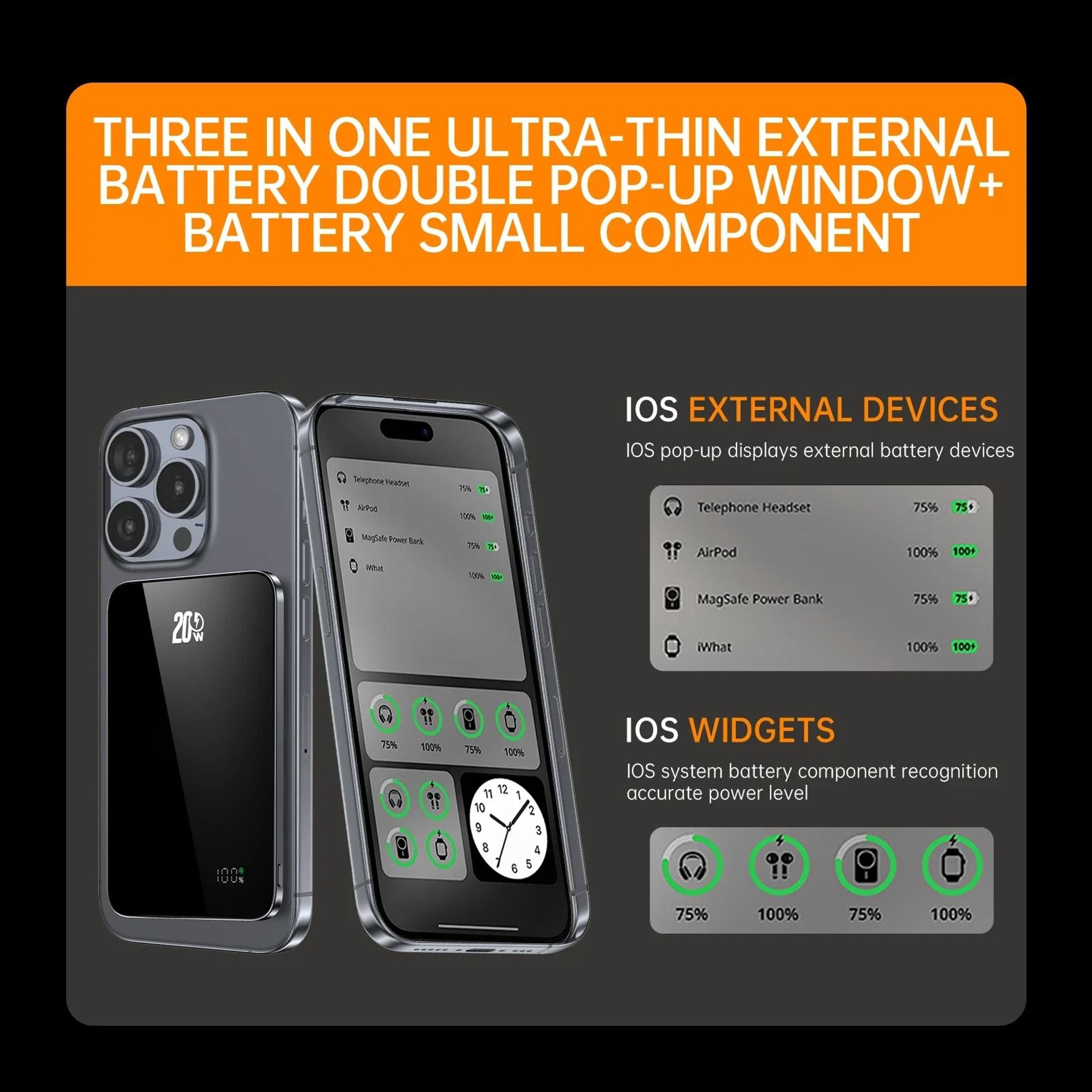 UltraSlim Magnetic Wireless Power Bank  10000mAh HighDensity Portable Battery For IPhone 16  Apple  2