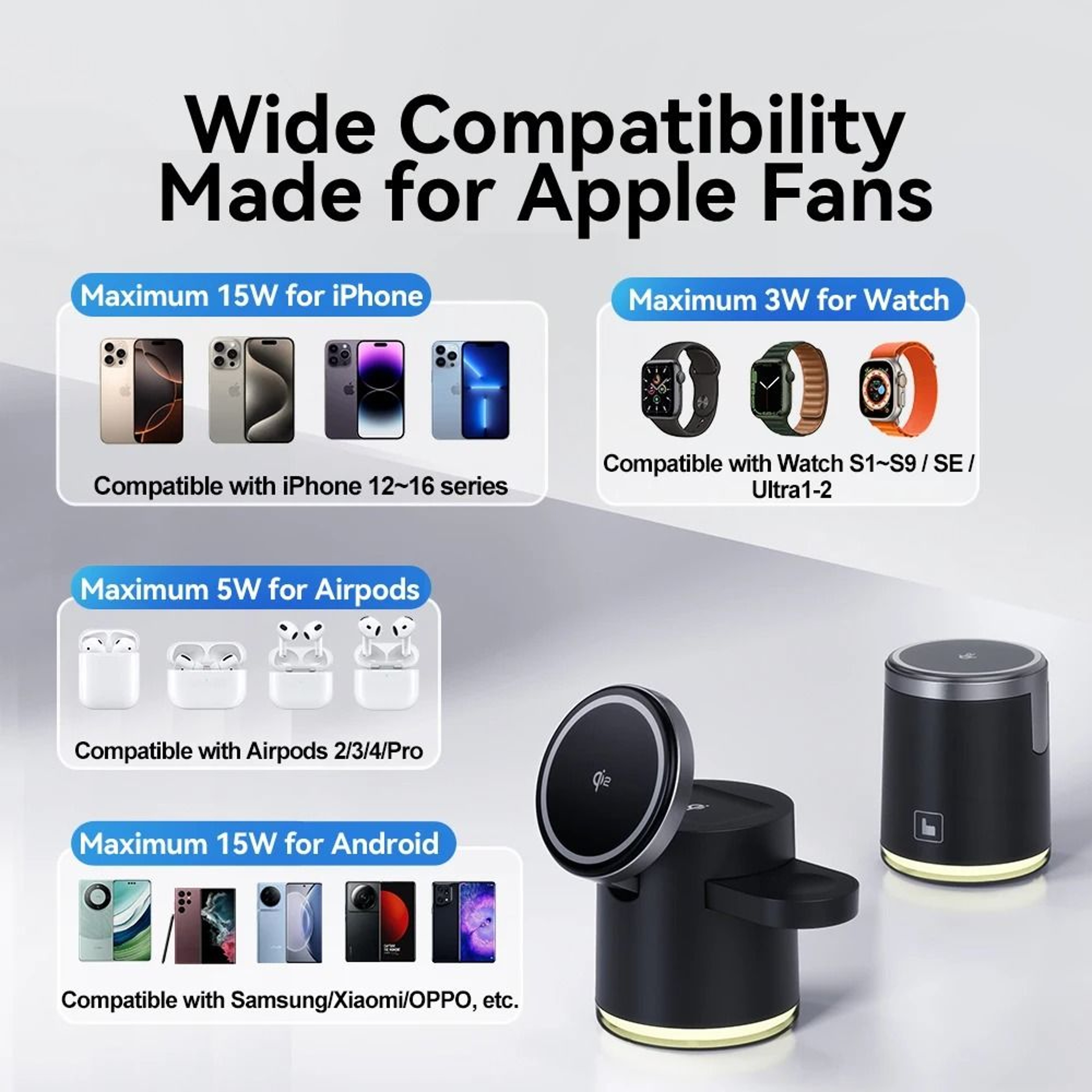 Qi2 Certified 3in1 Fast Wireless Charging Station  Foldable Magnetic Dock For IPhone 16  Apple Watc 5