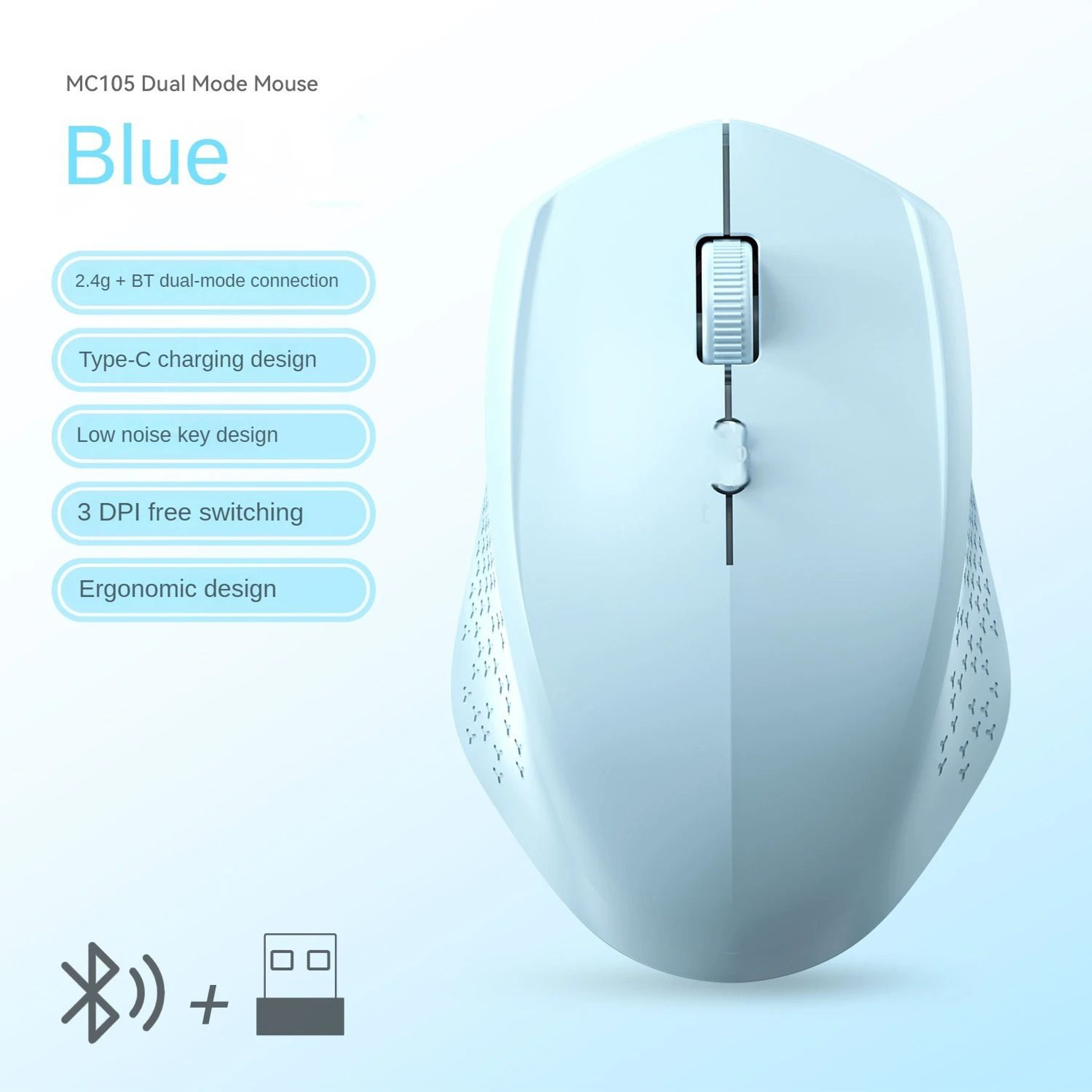 DualMode Bluetooth 52  24G Wireless Mouse  Rechargeable Silent Gaming Mouse For Windows  Mac 9