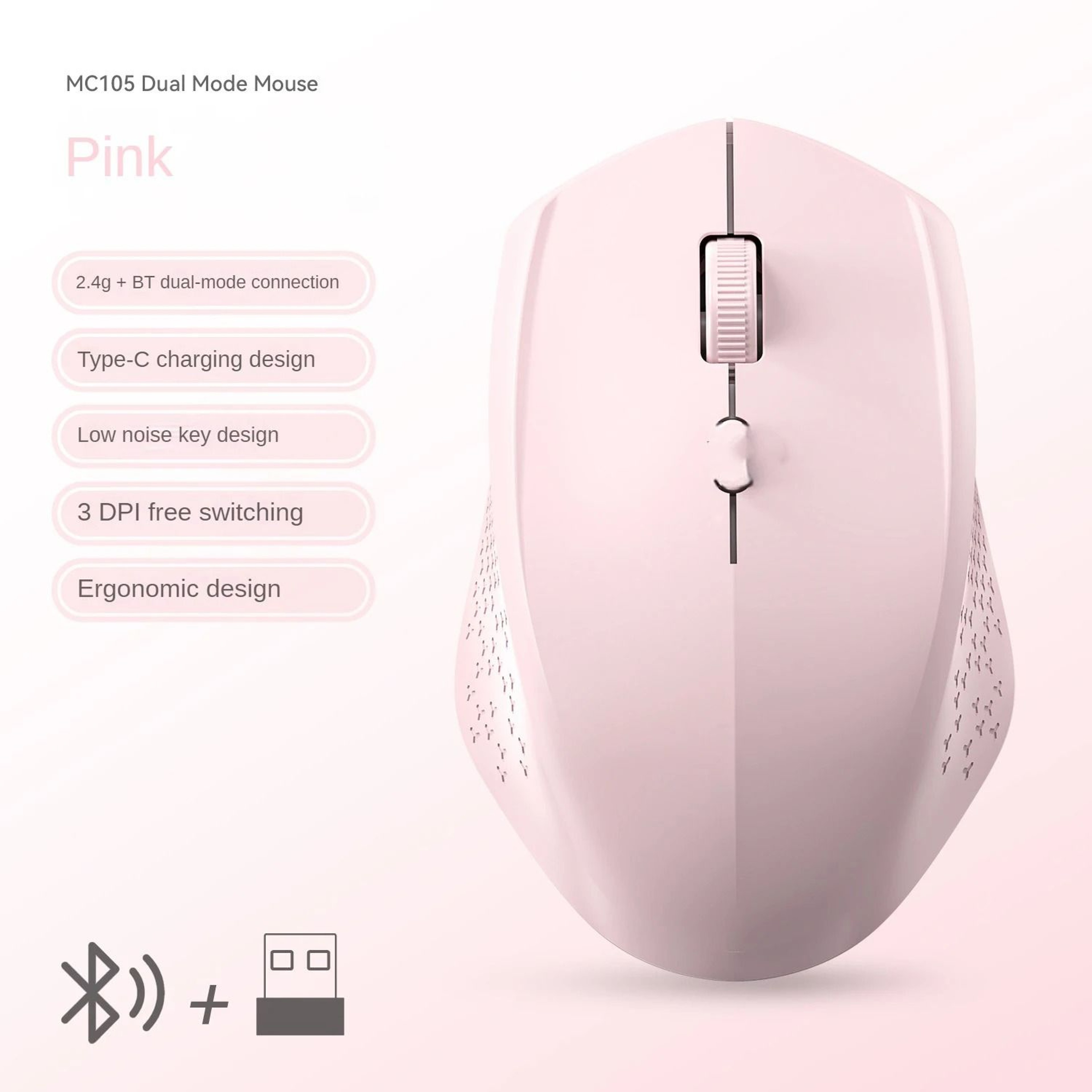 DualMode Bluetooth 52  24G Wireless Mouse  Rechargeable Silent Gaming Mouse For Windows  Mac 11
