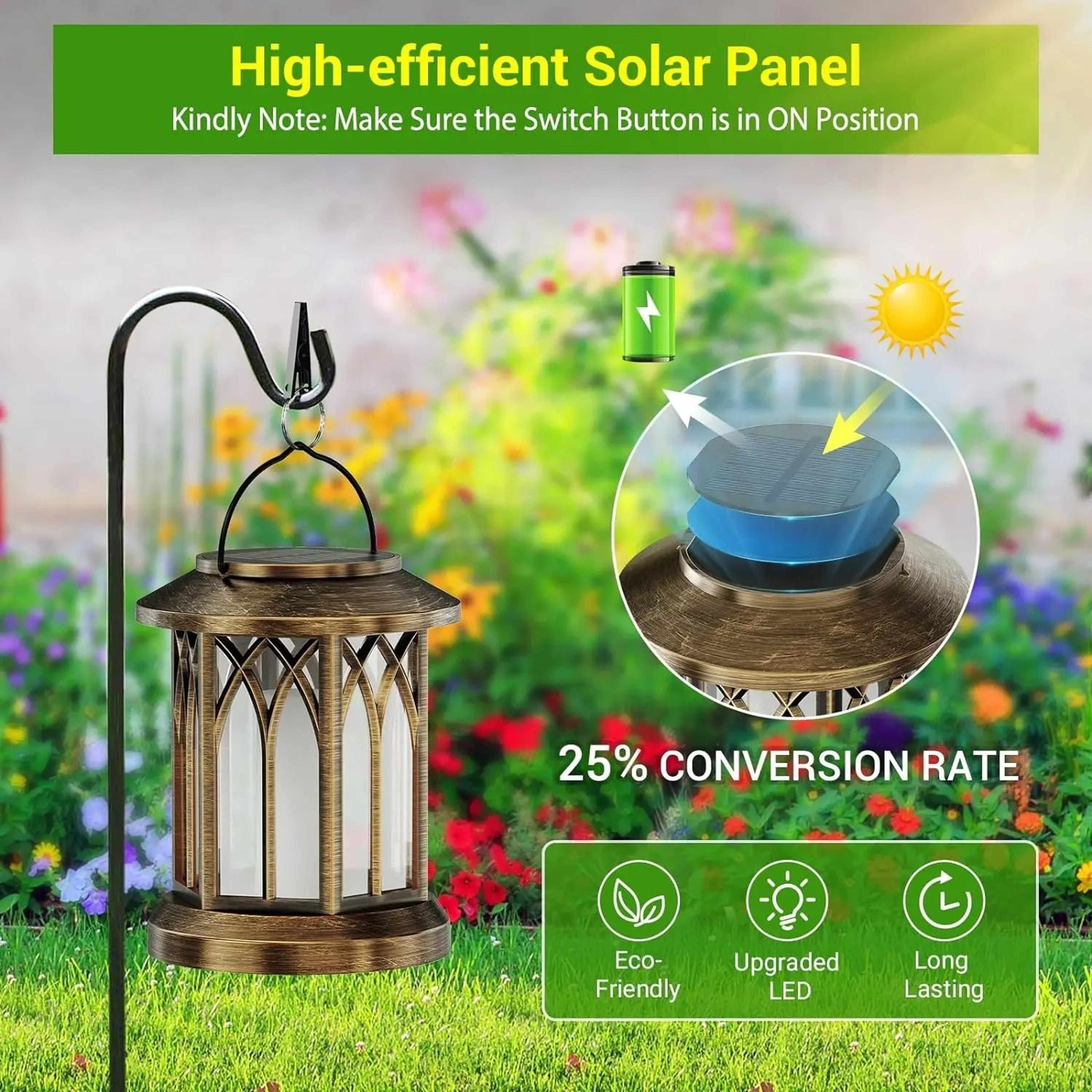 2Pack Flickering Flame Solar Lanterns  Hanging Outdoor Garden Lights In Bronze  Black 3