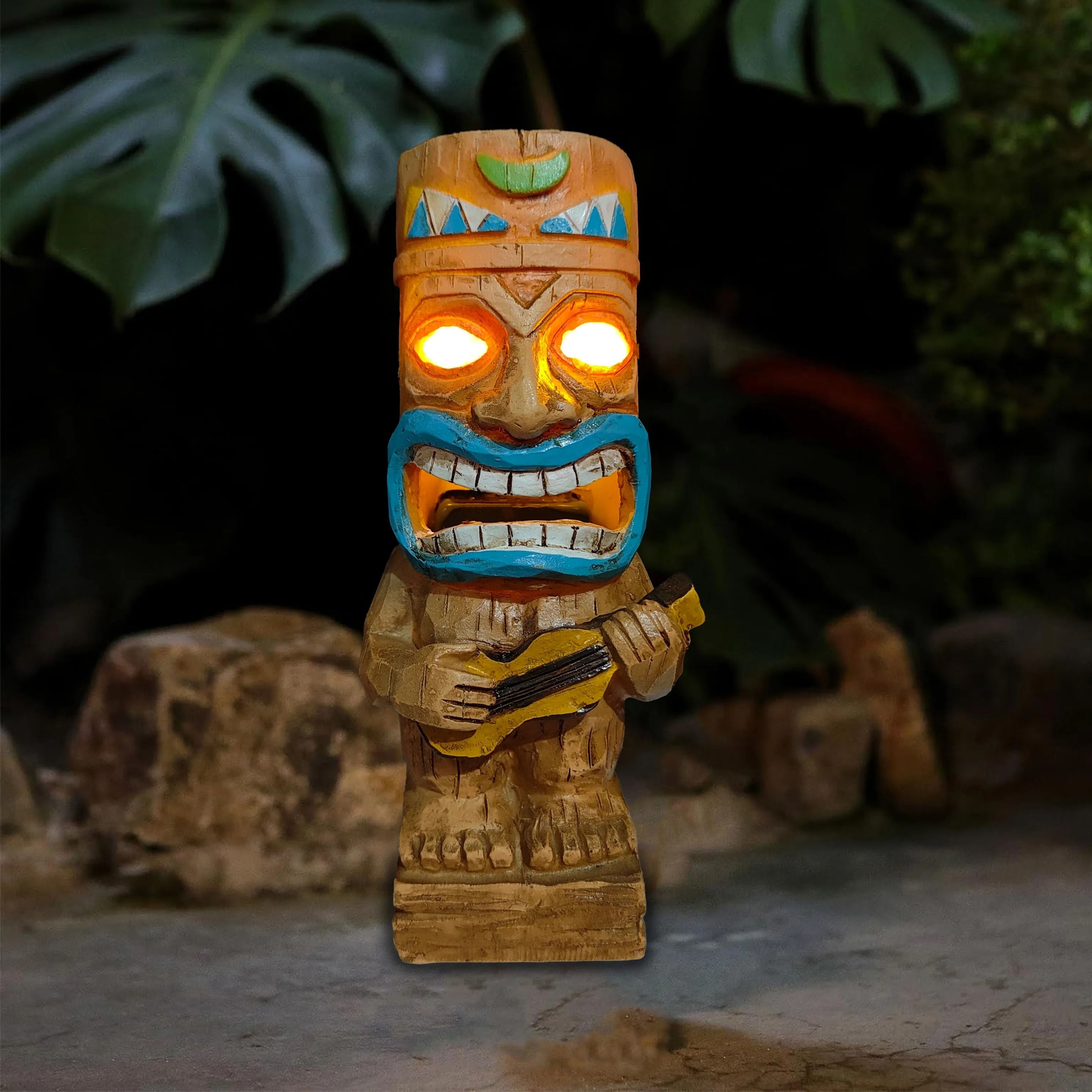 Solar Tiki Totem Statue  Tropical Hawaiian Party Decor  Outdoor Backyard Patio Lighting 1
