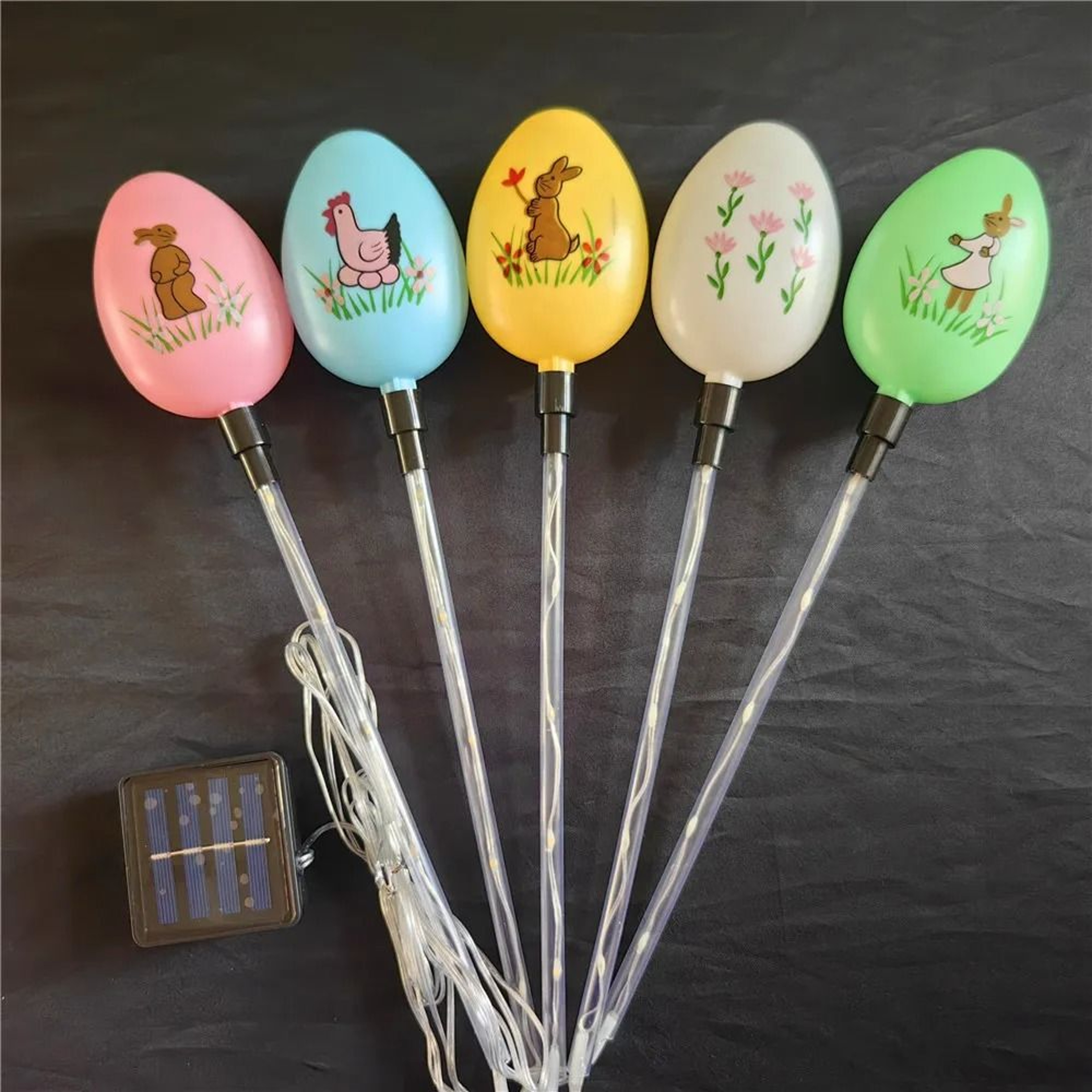 5Pack Solar Easter Egg Stake Lights  8Mode Waterproof Outdoor Garden  Pathway Decorations 3