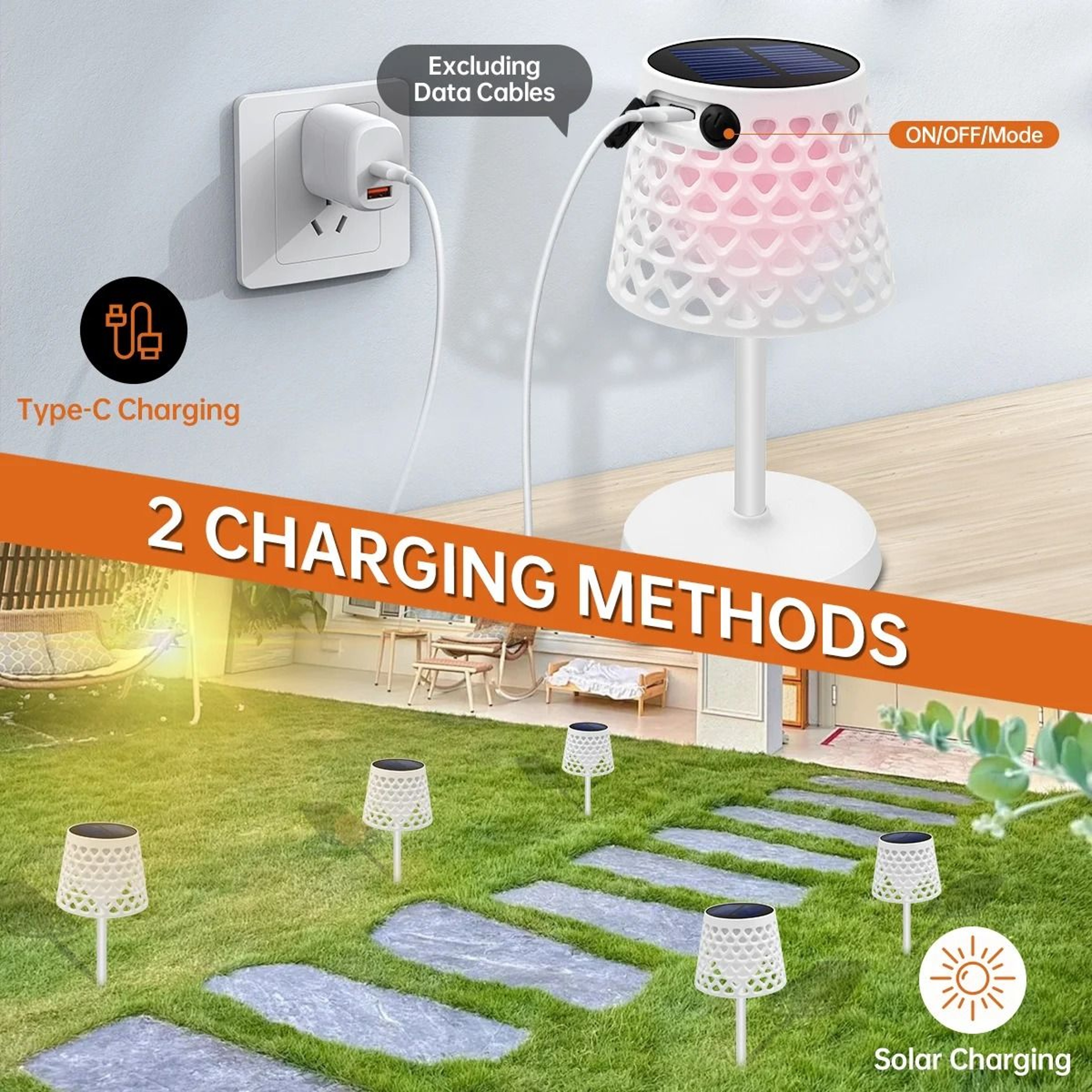 3Way Installation Solar Table  Wall Lamp  Modern IP65 Waterproof Cordless Desk Light For Bedroom  G 2