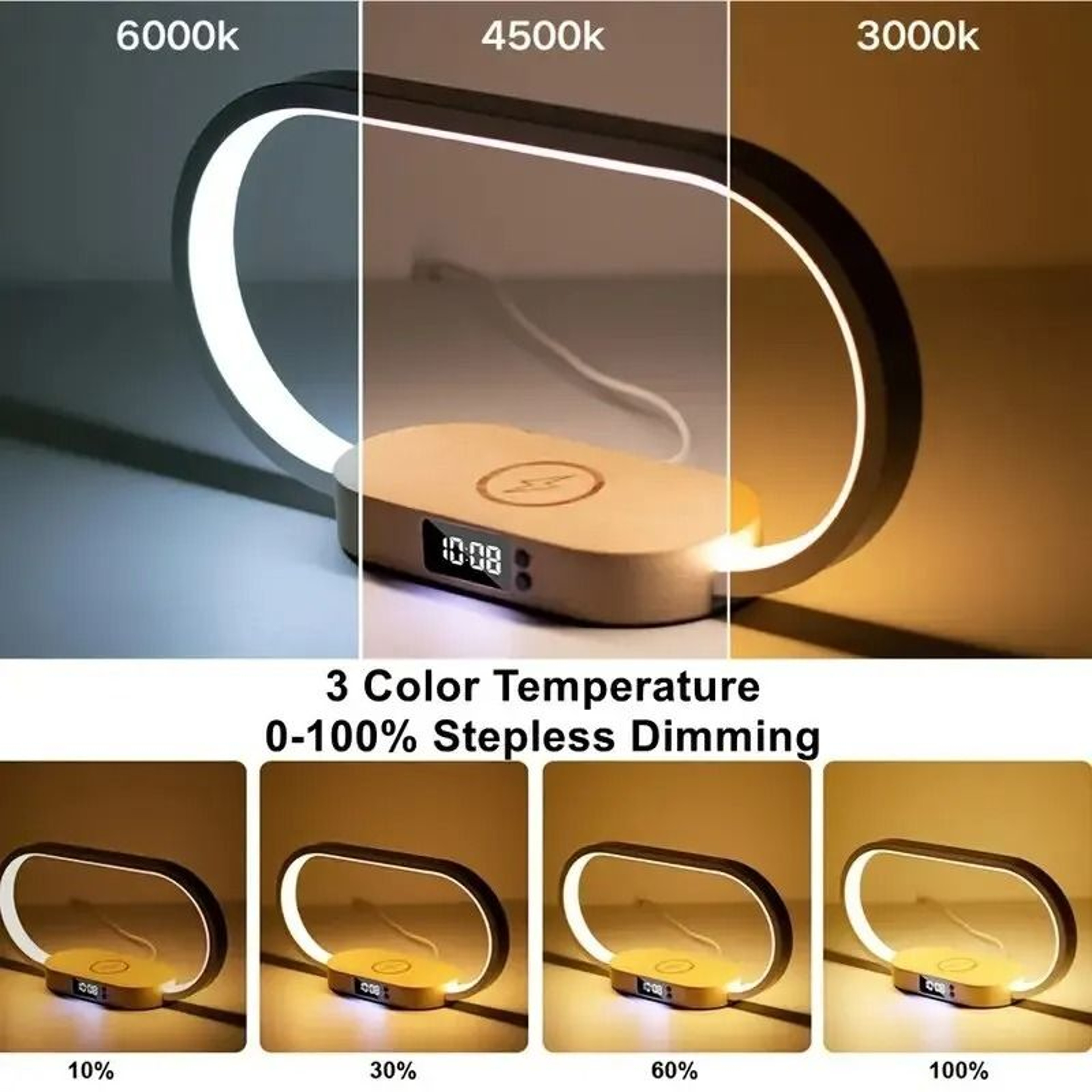10W Multifunction Wireless Charger Dock  LED Night Light  Digital Clock Station For IPhone  Samsung 1