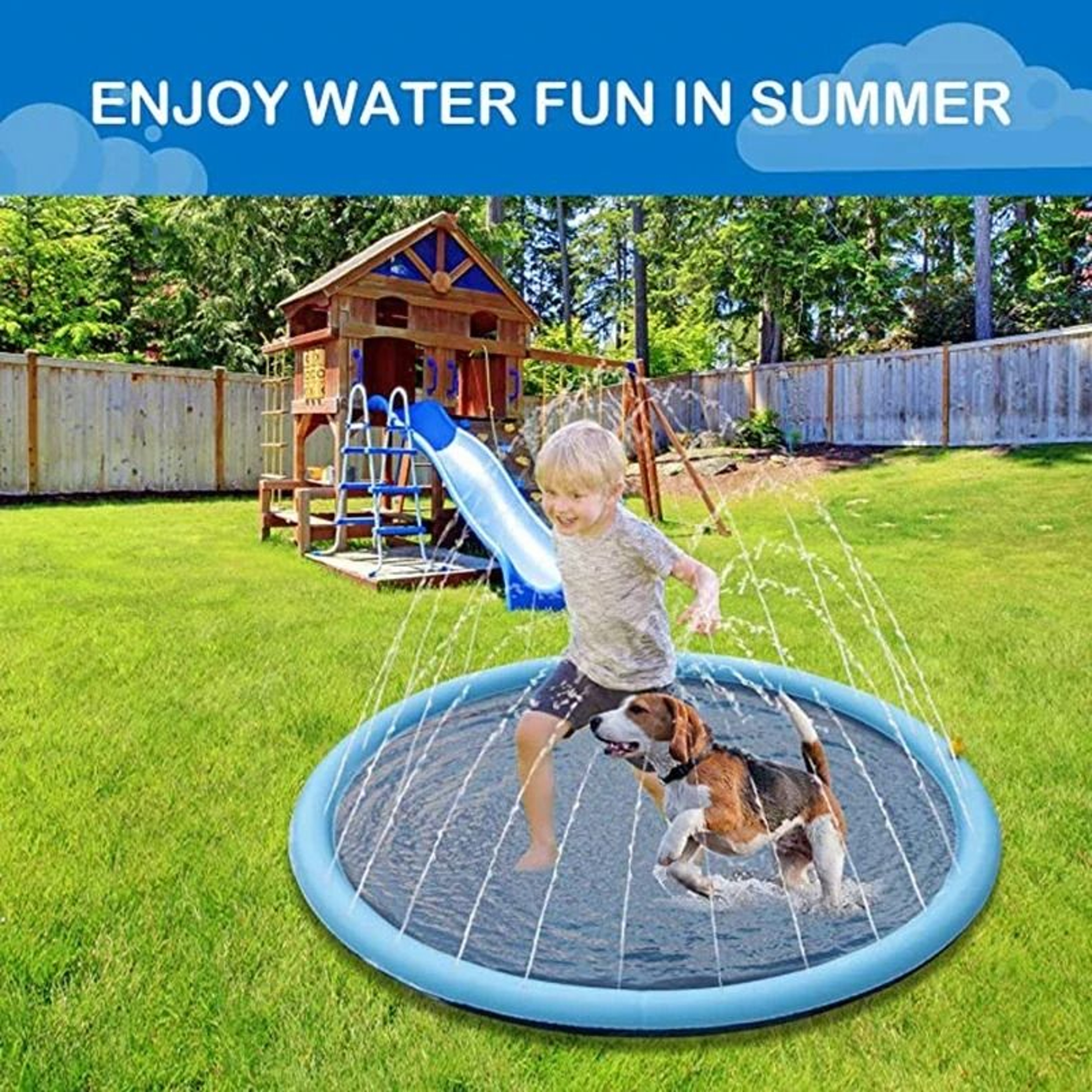 Summer Pet Sprinkler Pad  Inflatable Water Swimming Pool Cooling Mat  Outdoor Interactive Fountain  1
