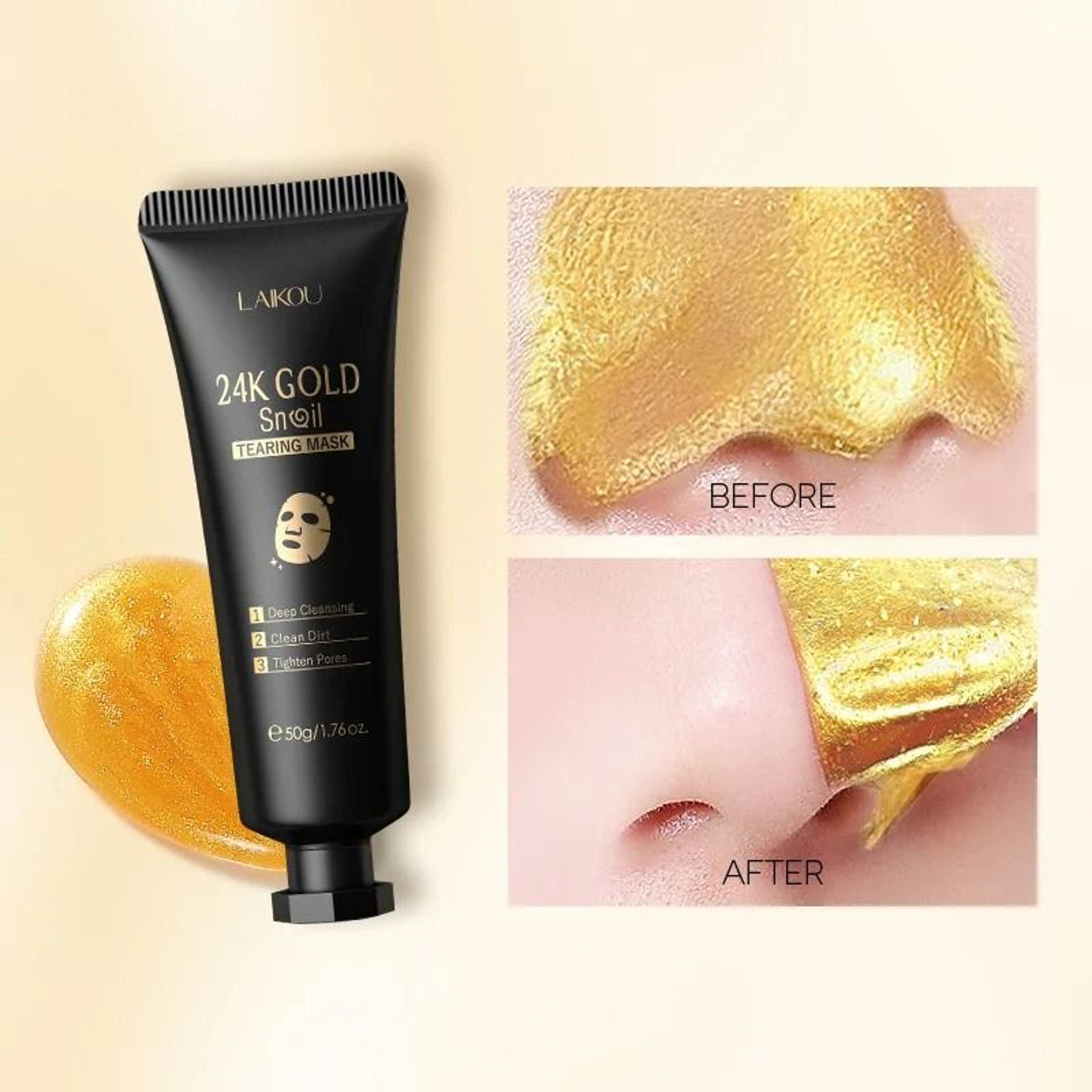 LAIKOU 24K Gold Sakura Peeling Face Mask  AntiWrinkle  Whitening Blackhead Removal  Professional 50 2