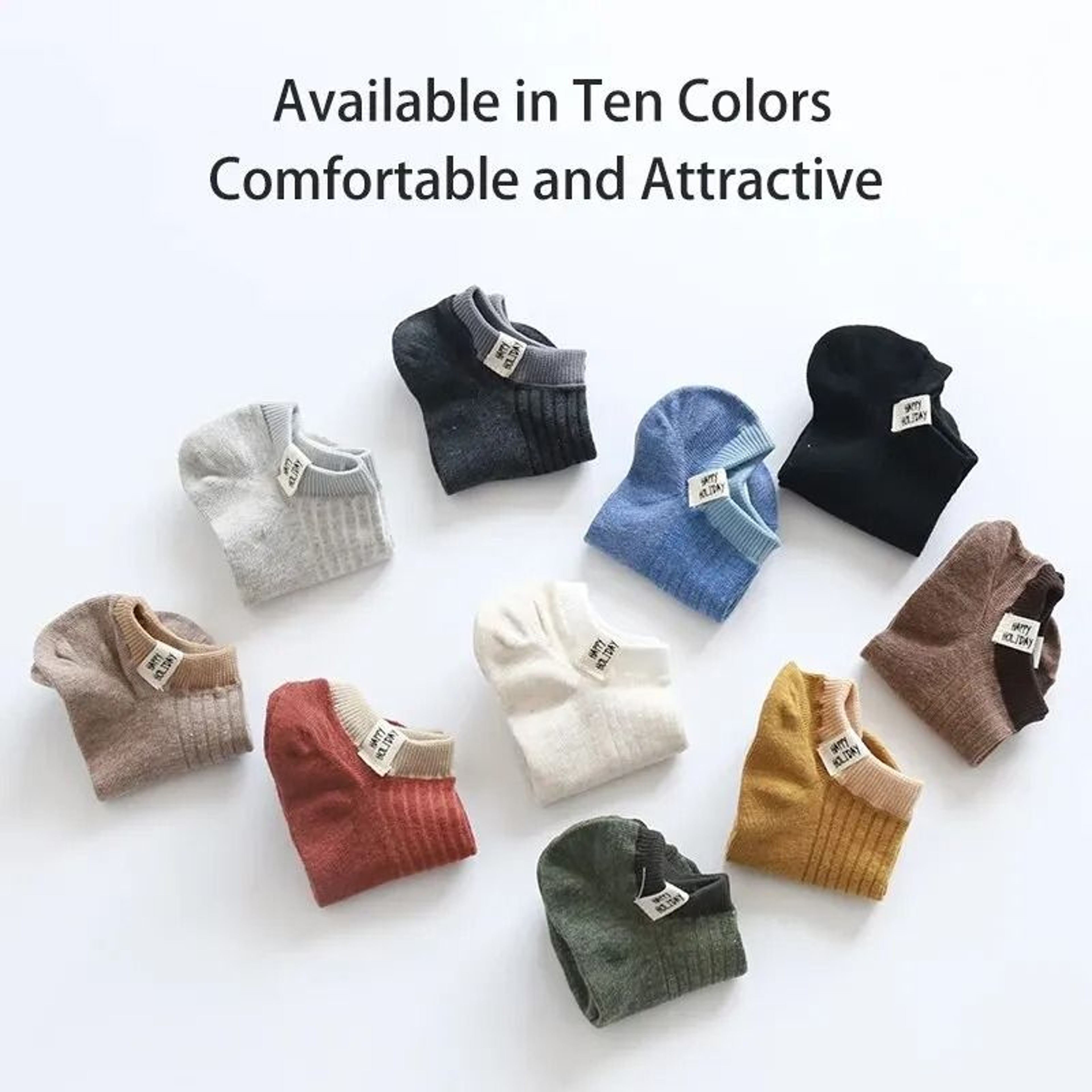 10 Pairs Women Letter Slogans Sweet Cute Fashionable College Style Fabric Label Socks 1