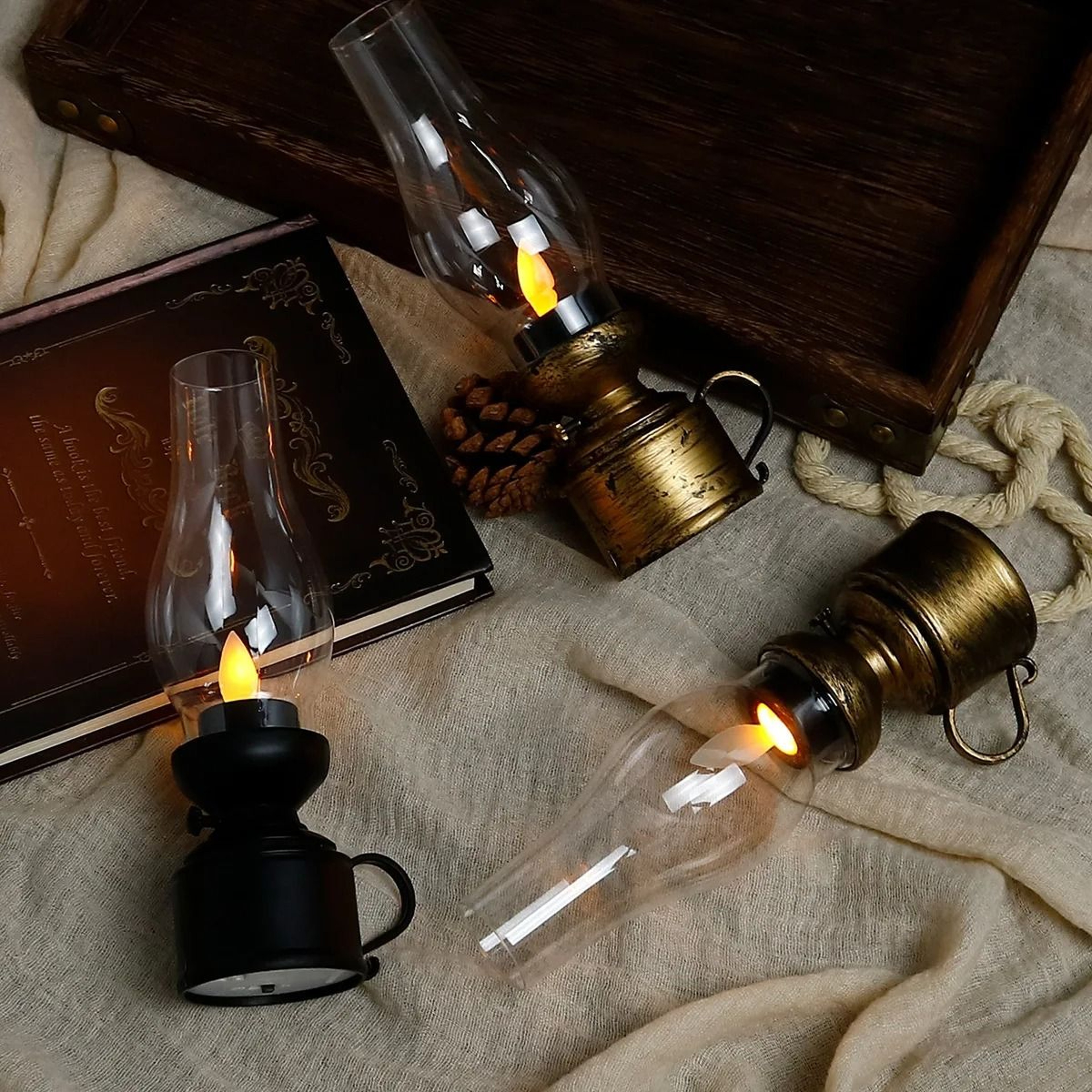 Vintage LED Lantern Retro Design Battery Operated Decorative Hanging Oil Lamp For Home Decor 1