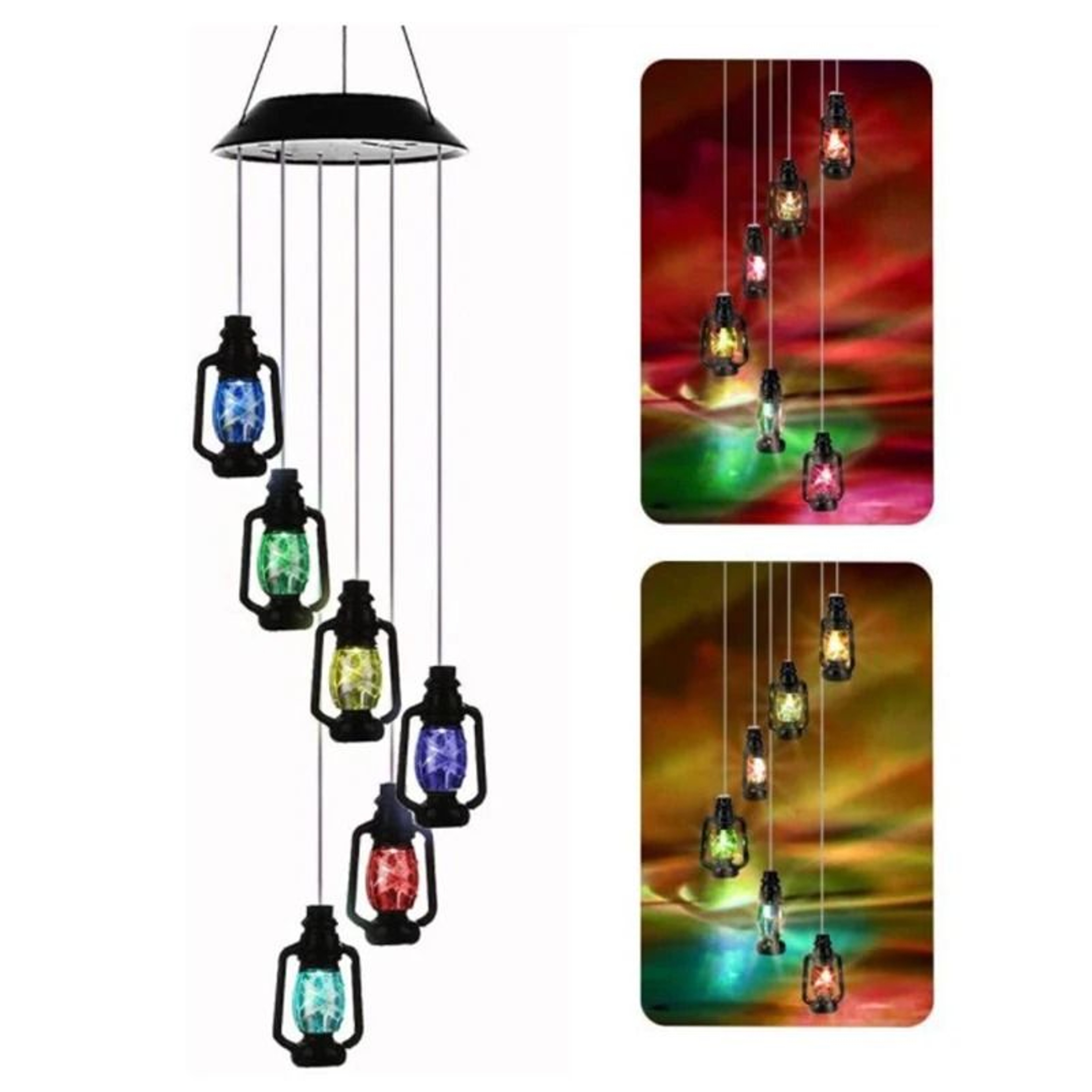 Solar Wind Chime Kerosene Lamp Retro Hanging Lantern For Garden And Porch Decoration 4