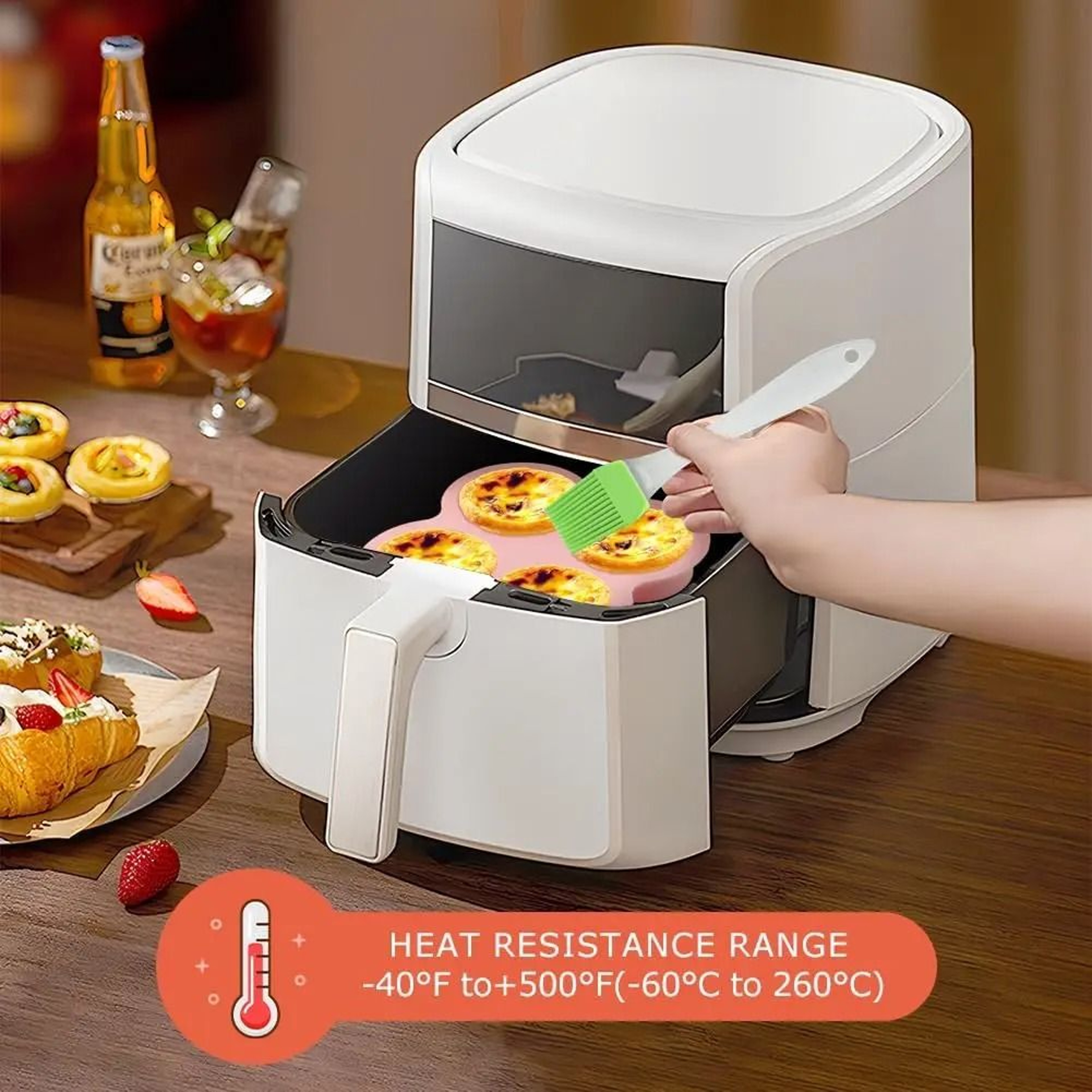 Reusable Silicone Air Fryer Egg Mold And NonStick Cupcake Molds For Toaster Ovens 4