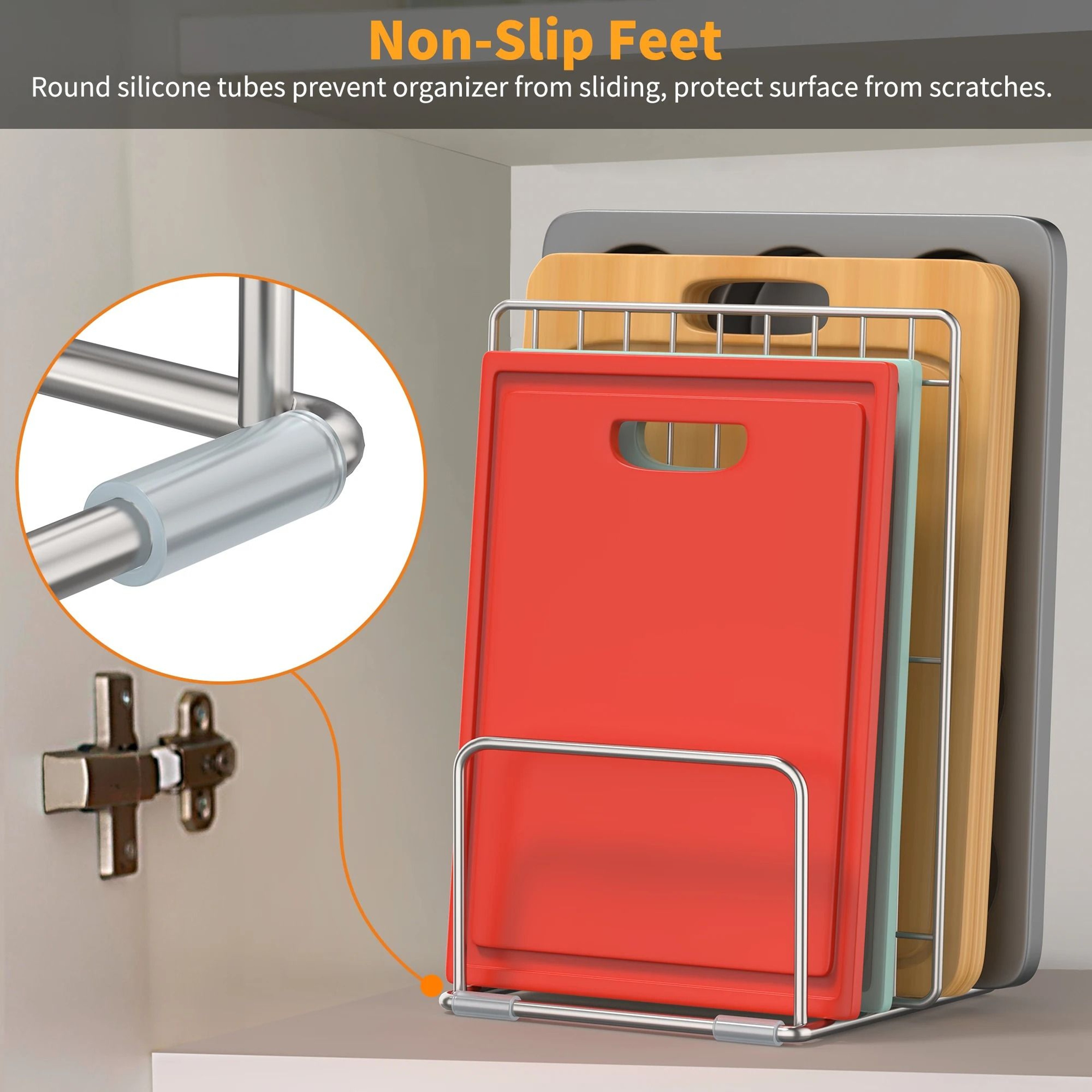 Premium Stainless Steel Cutting Board Holder And MultiSlot Chopping Board Storage Rack 4