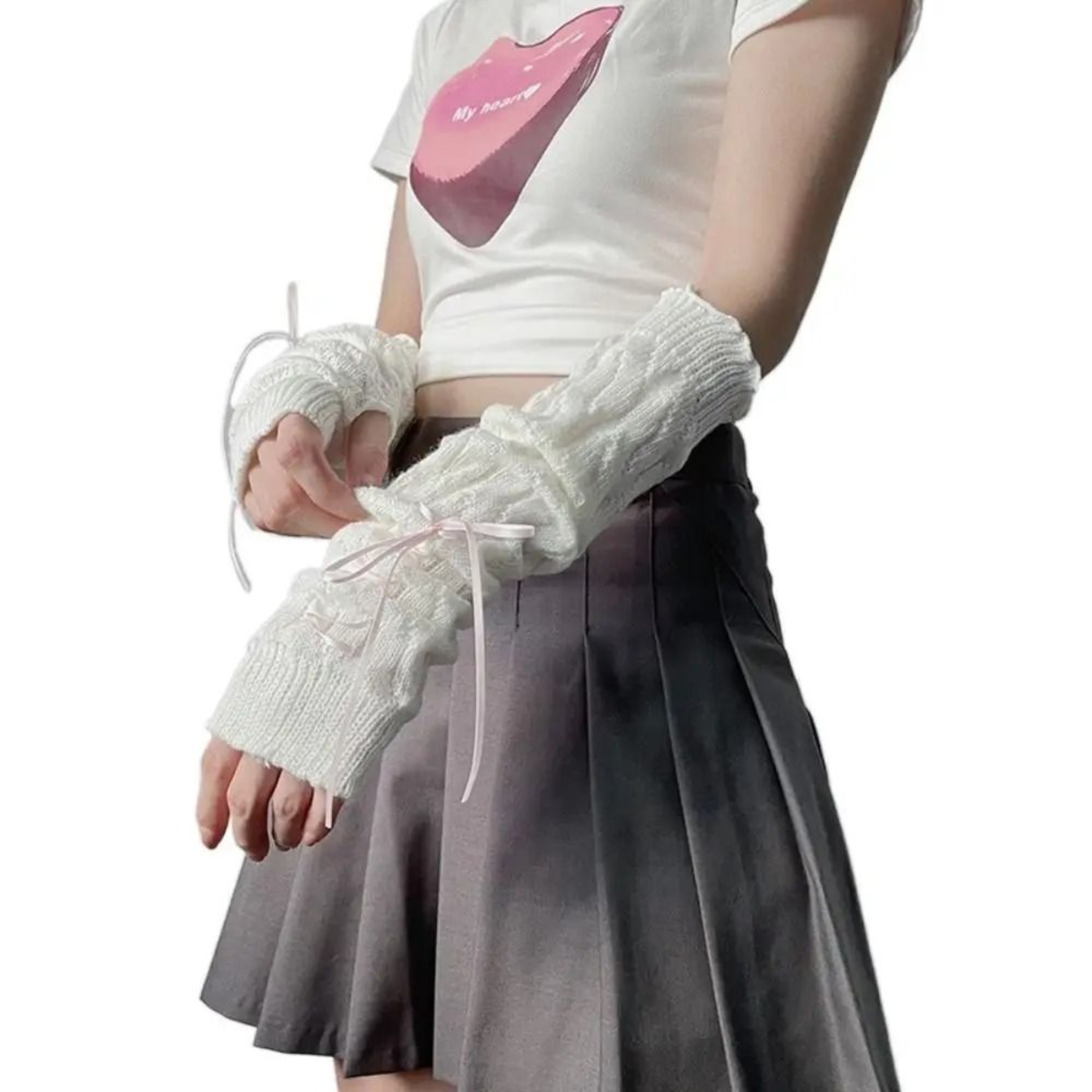 Elegant LaceTrimmed Knitted Arm Warmers  Lolita  Harajuku Style 9