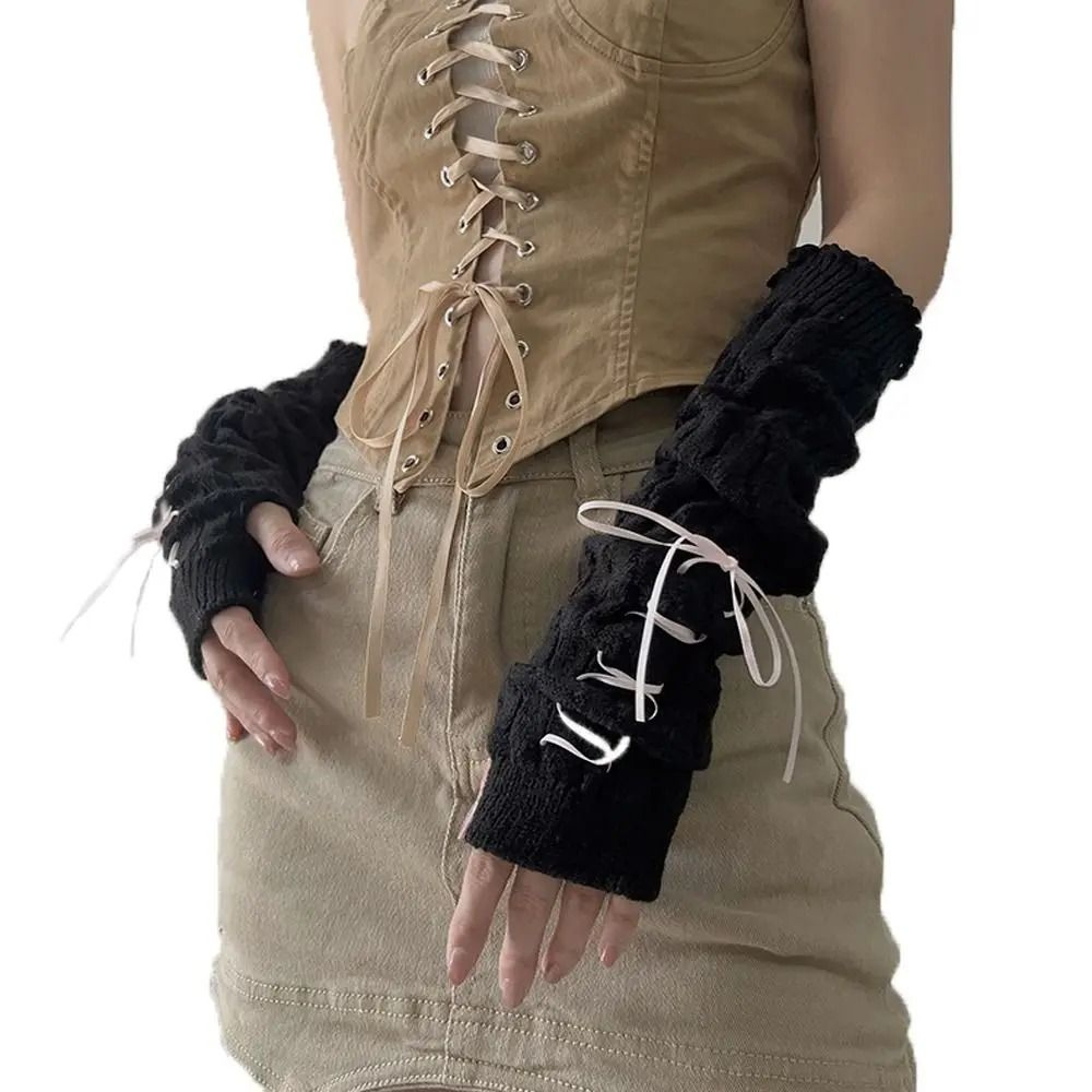 Elegant LaceTrimmed Knitted Arm Warmers  Lolita  Harajuku Style 10
