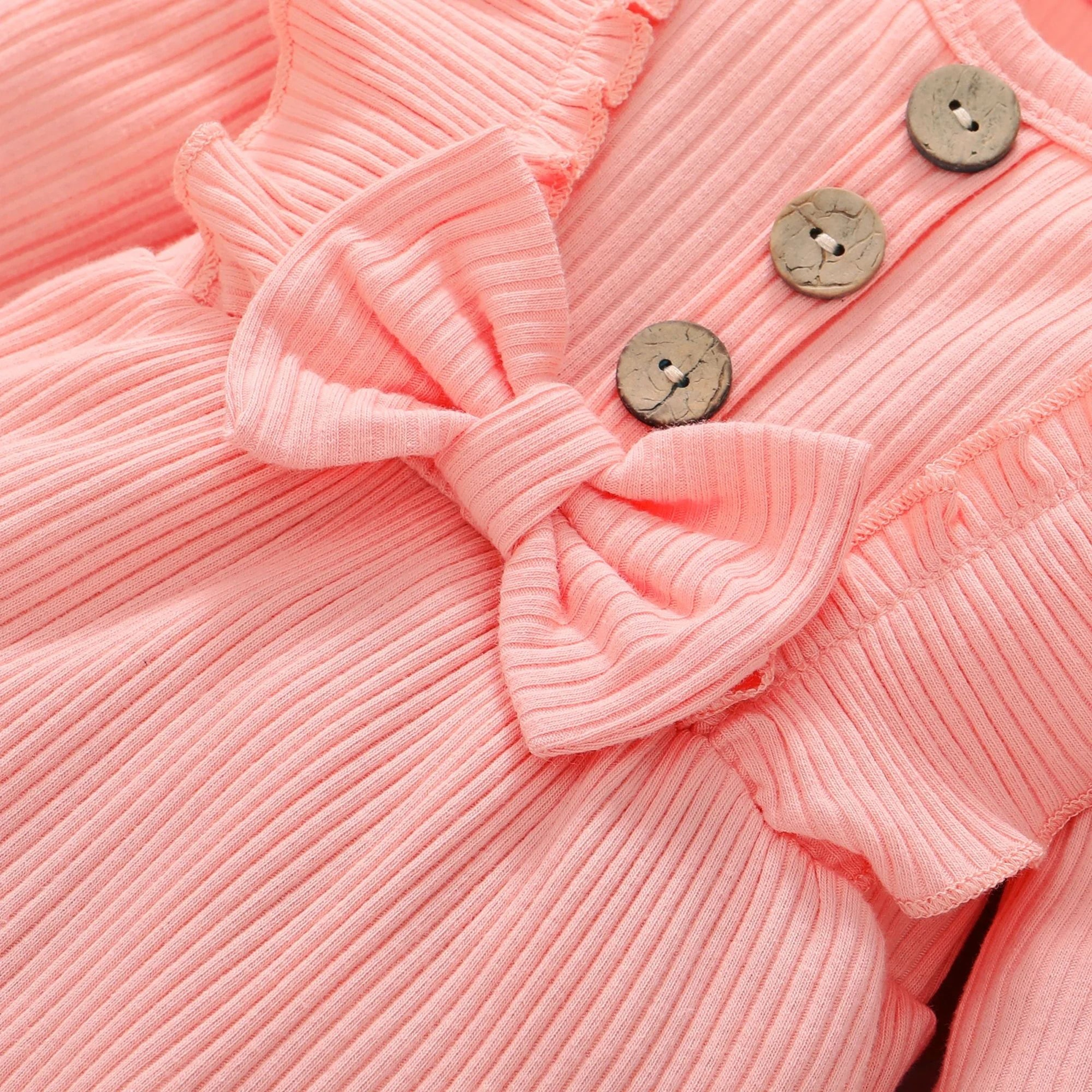 2Piece Newborn Girl Ruffle Romper  Headband  Long Sleeve AutumnWinter Bodysuit 2