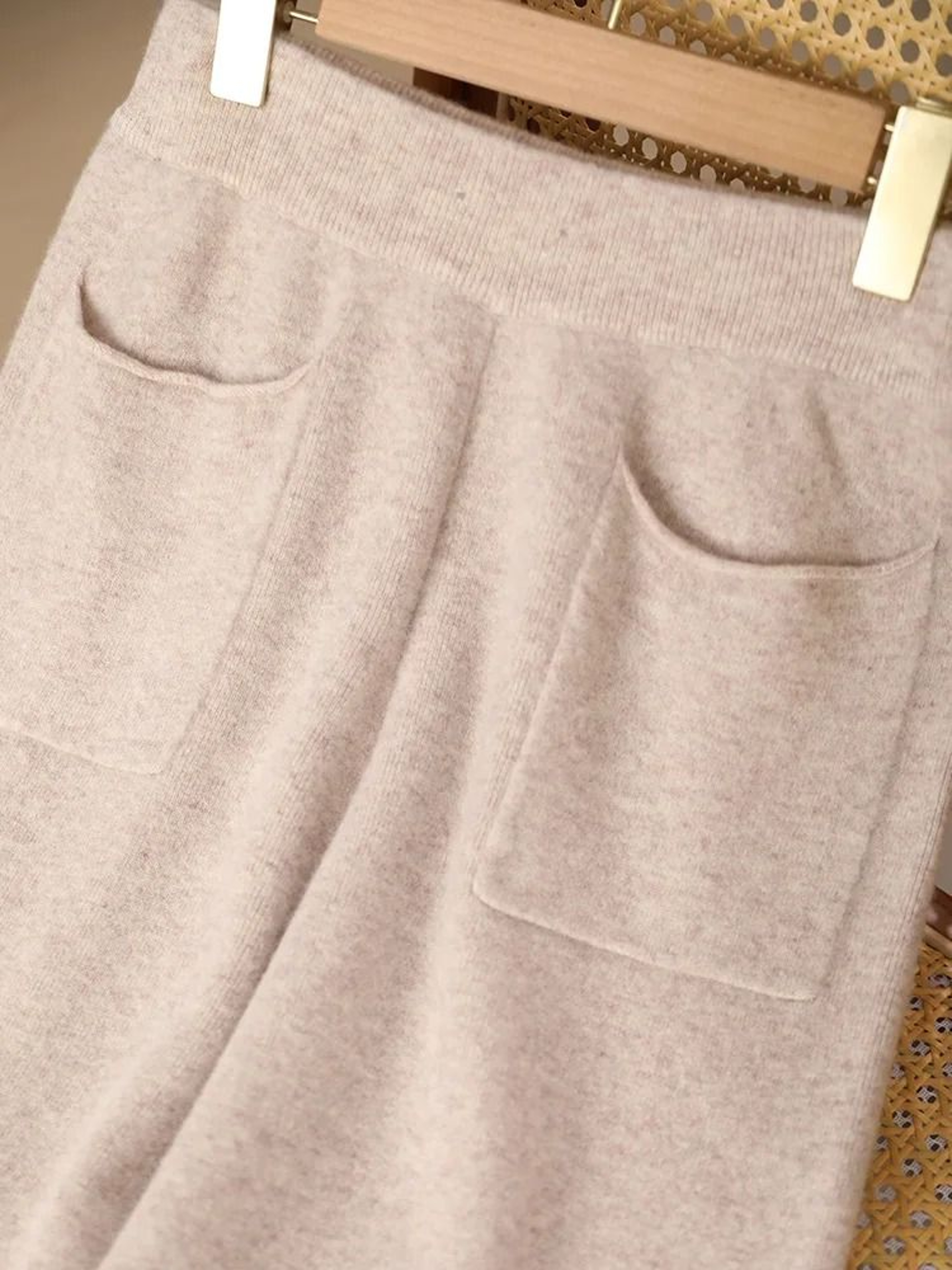 Women 100 Merino Wool Knitted Wide Leg Pants Autumn Winter Loose Soft Warm Bottoms With Pockets 4