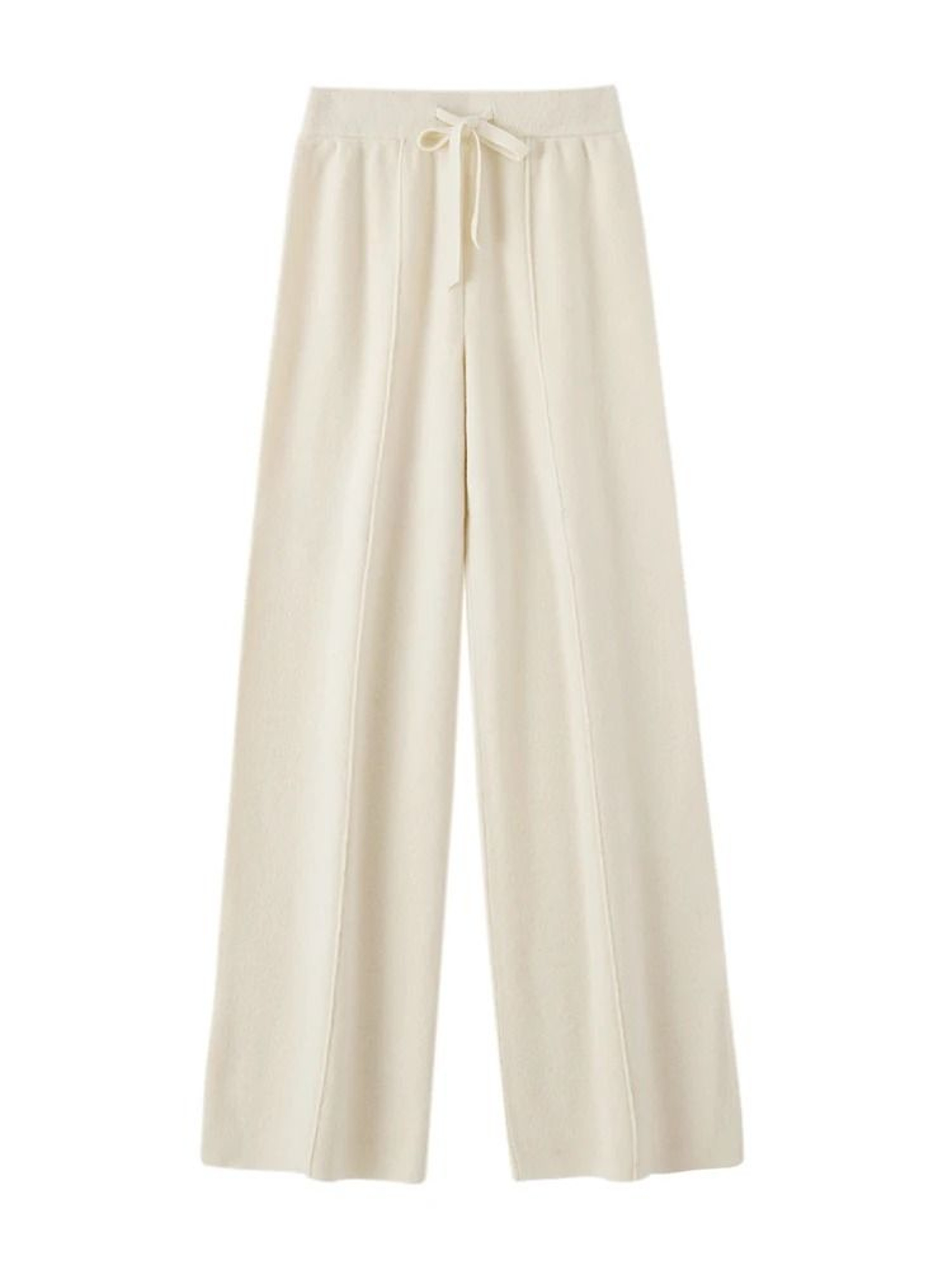 100 Merino Wool Wide Leg Pants Autumn Winter Lace Up Mid Seam Cashmere Trousers Knitted Bottoms 3