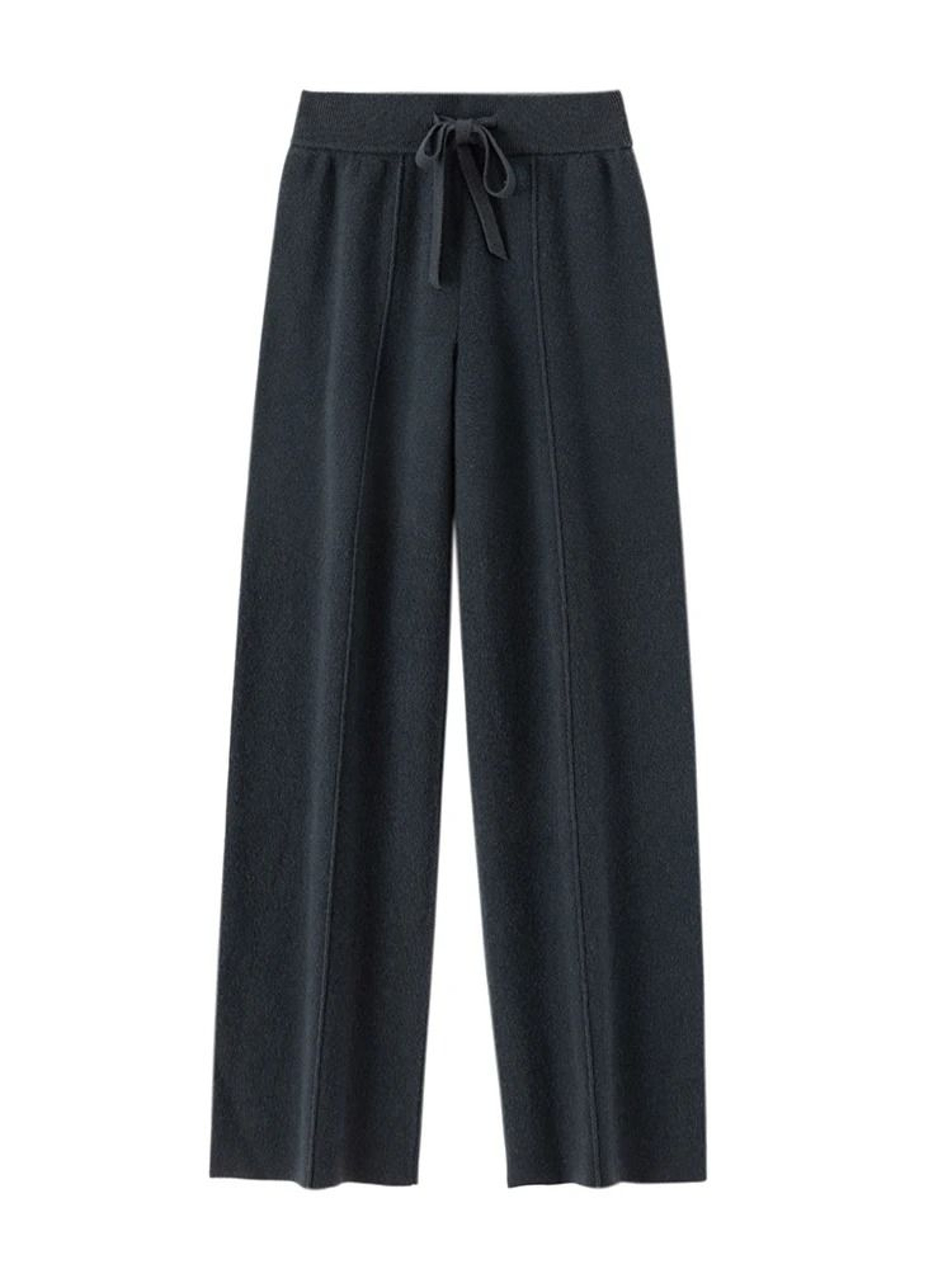 100 Merino Wool Wide Leg Pants Autumn Winter Lace Up Mid Seam Cashmere Trousers Knitted Bottoms 4