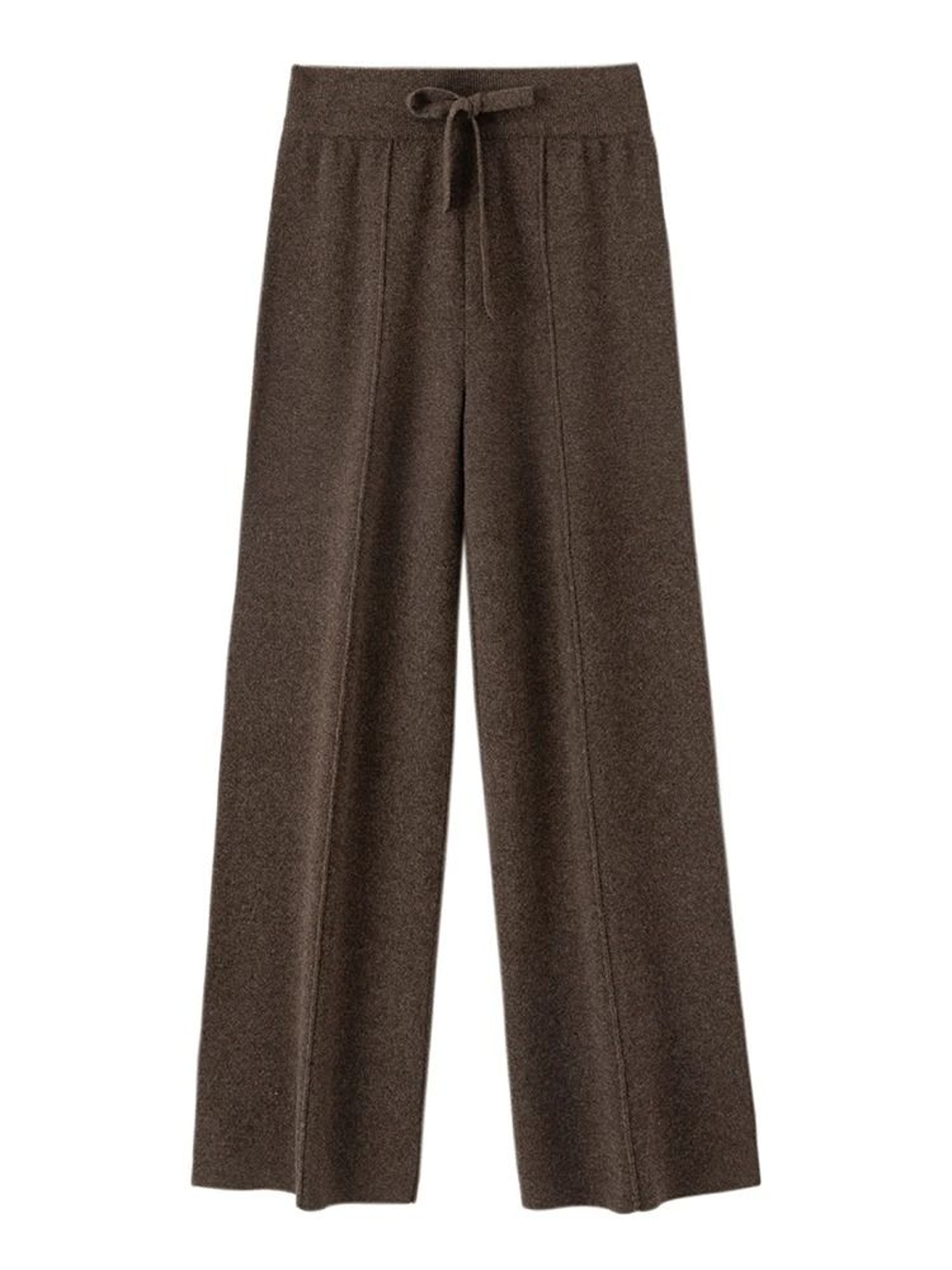 100 Merino Wool Wide Leg Pants Autumn Winter Lace Up Mid Seam Cashmere Trousers Knitted Bottoms 8