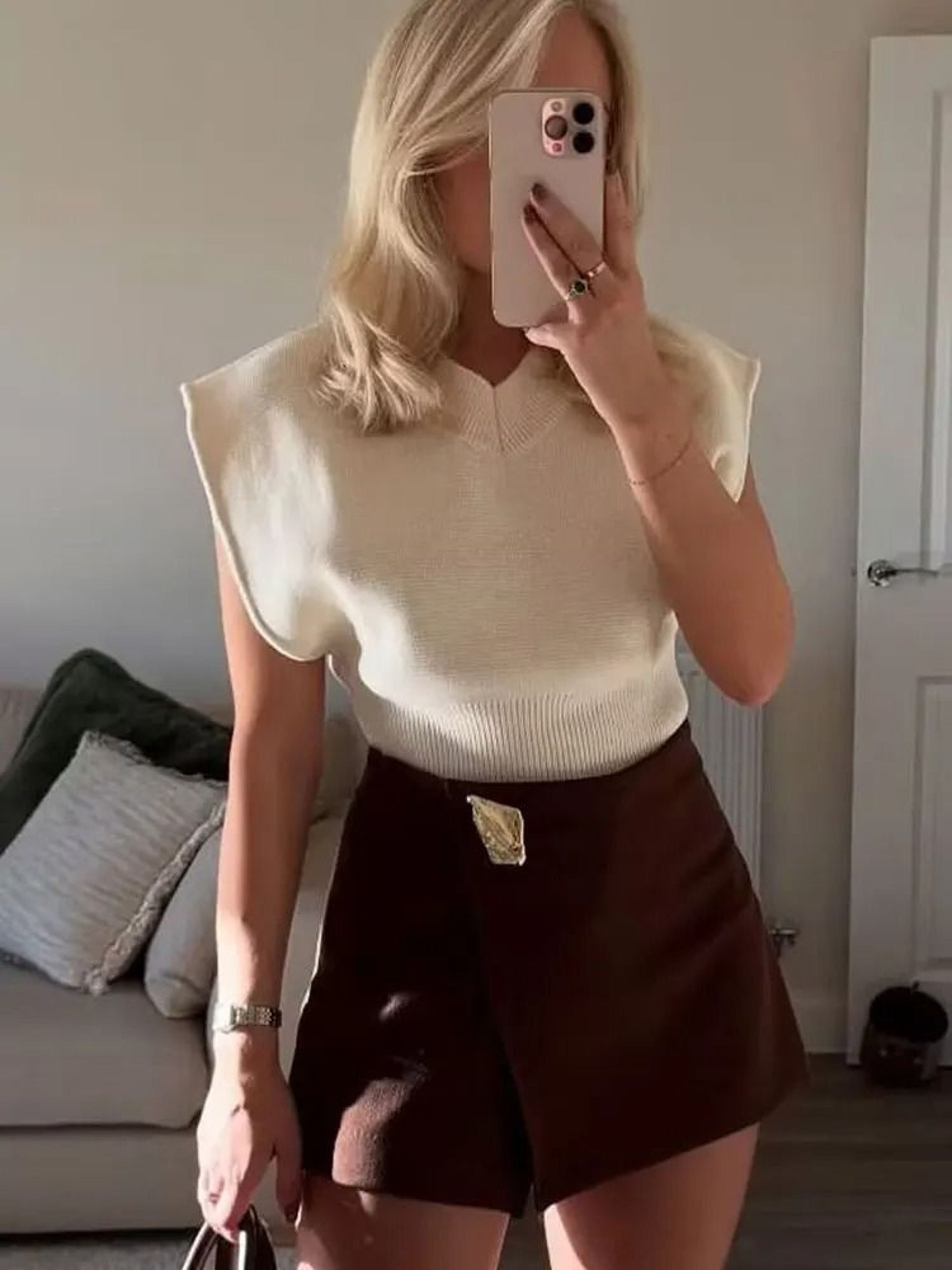 HH 2025 Autumn Asymmetric Culottes  Womens HighWaist ALine Pantskirt With Metal Applique 1