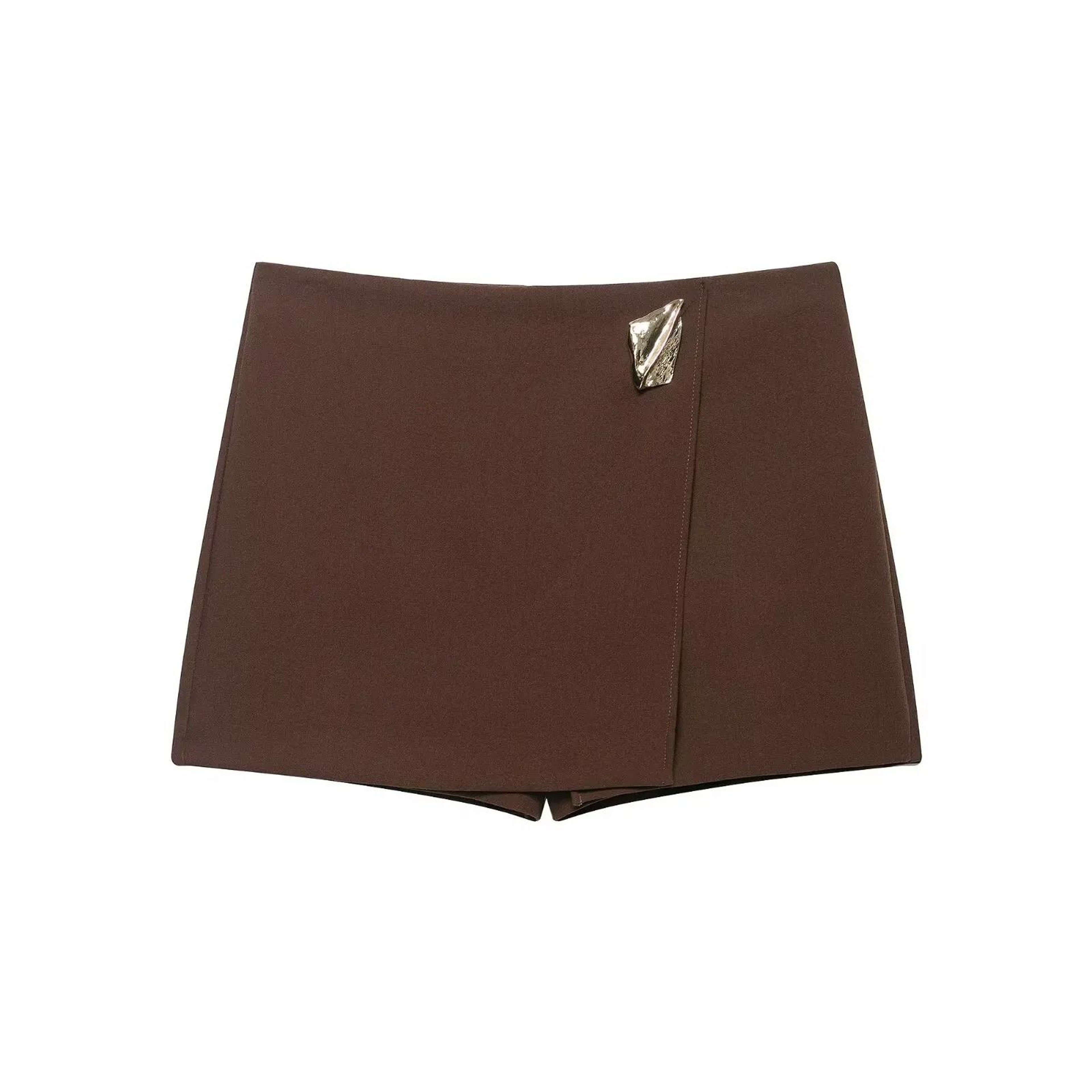 HH 2025 Autumn Asymmetric Culottes  Womens HighWaist ALine Pantskirt With Metal Applique 6