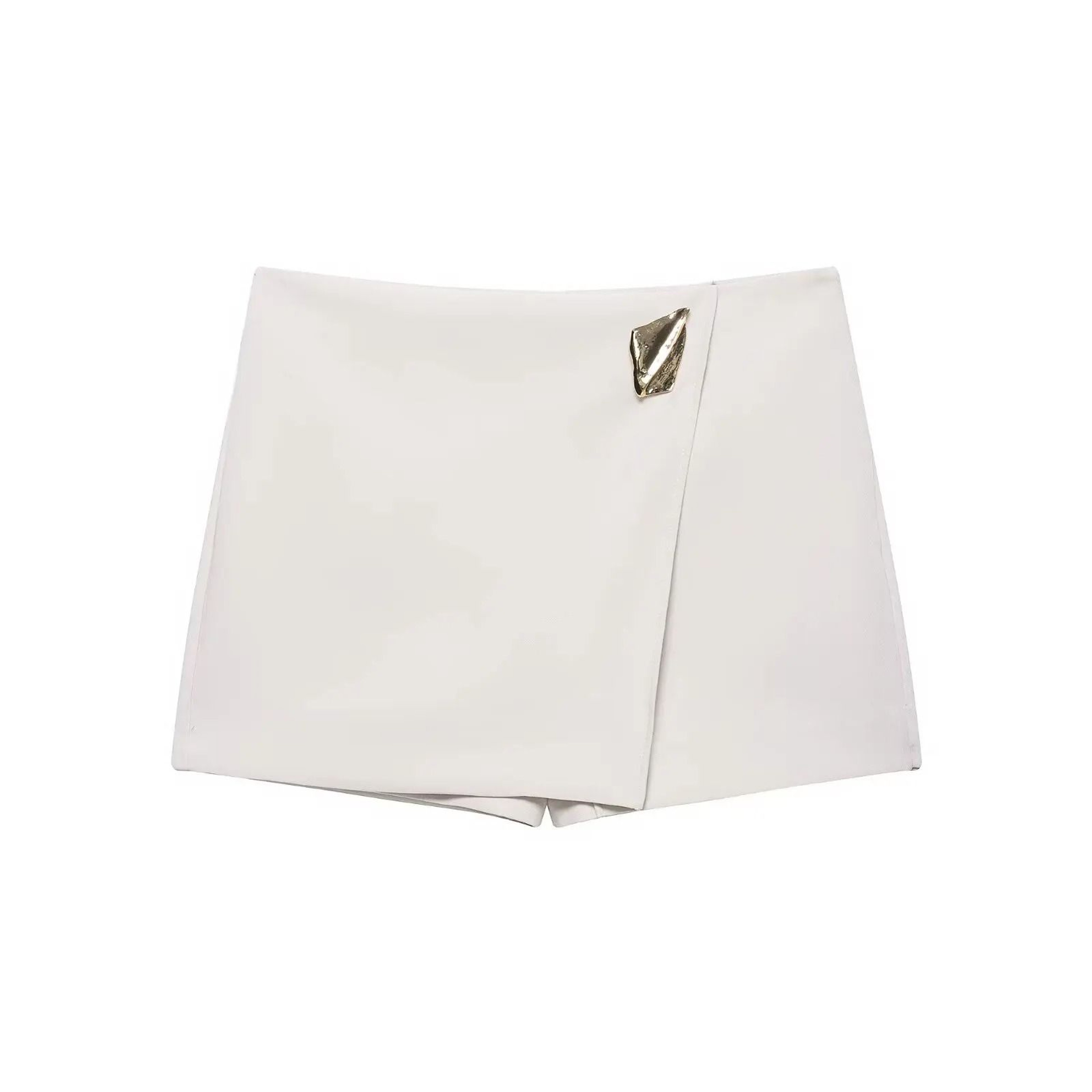 HH 2025 Autumn Asymmetric Culottes  Womens HighWaist ALine Pantskirt With Metal Applique 7