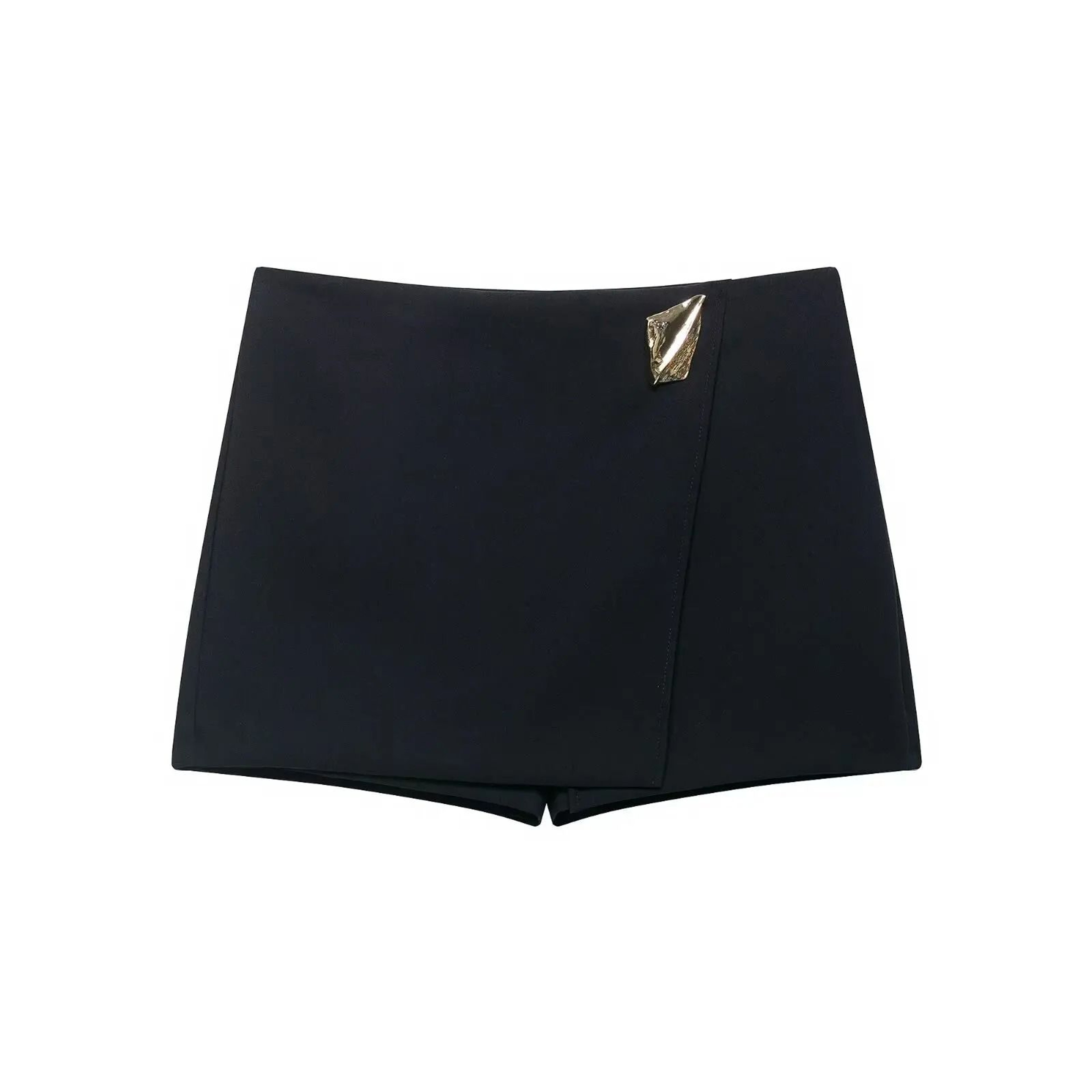 HH 2025 Autumn Asymmetric Culottes  Womens HighWaist ALine Pantskirt With Metal Applique 8