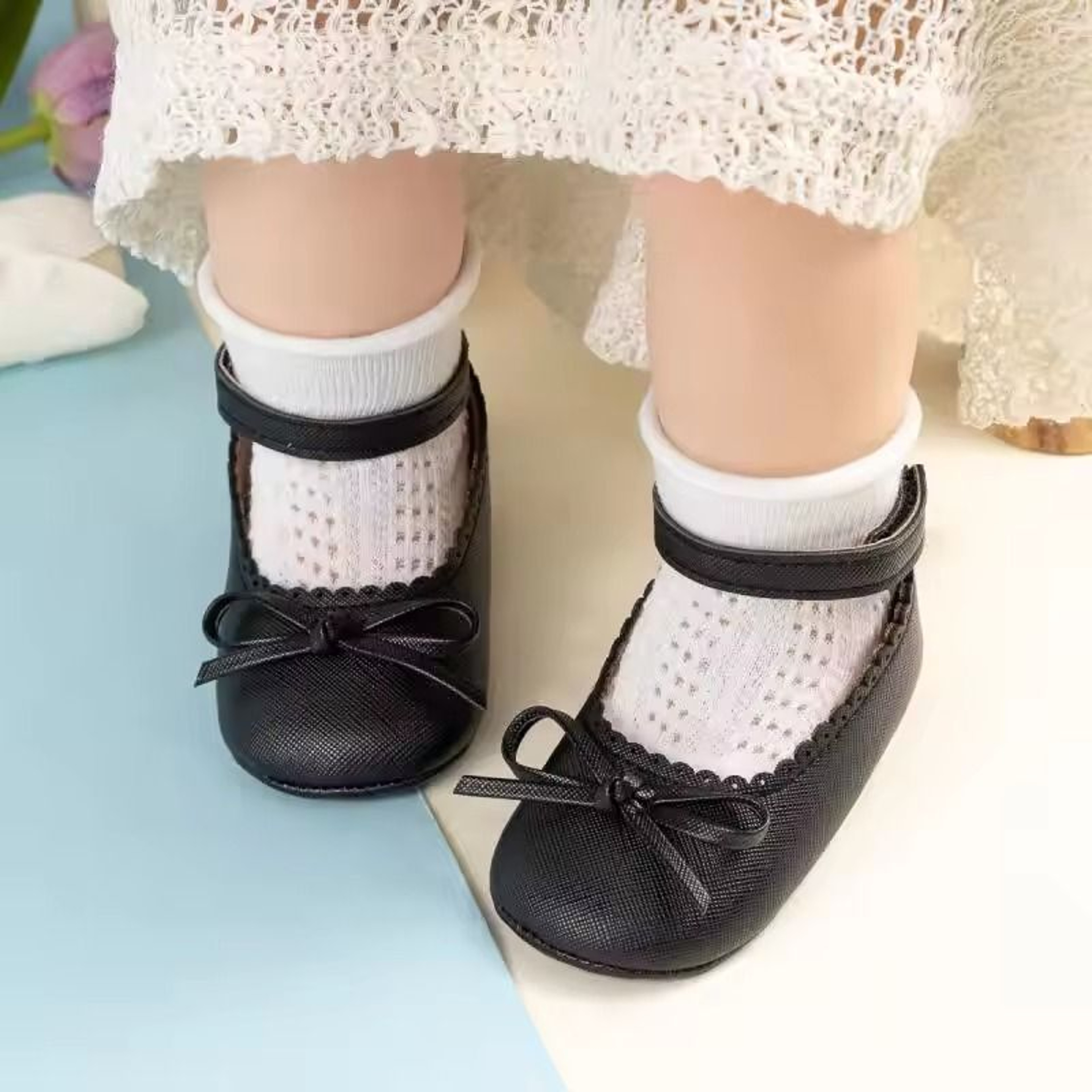 Meckior Baby Girl Princess Shoes  SoftSole Leather Bowknot First Walkers 5