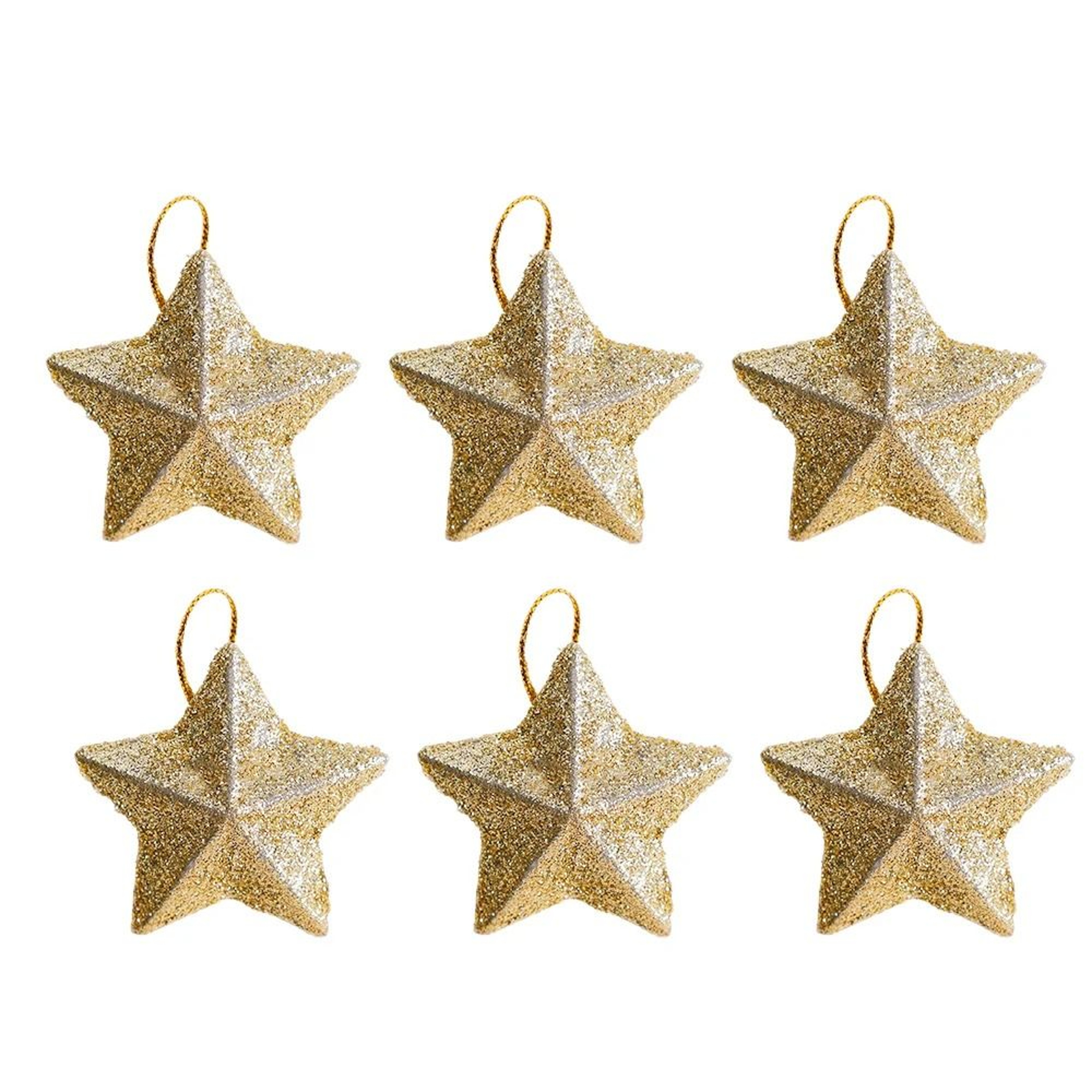 Gold Glitter Star Ornament Set  Premium Christmas Tree Pendant  Festive 2025 Holiday Decoration Inf 6