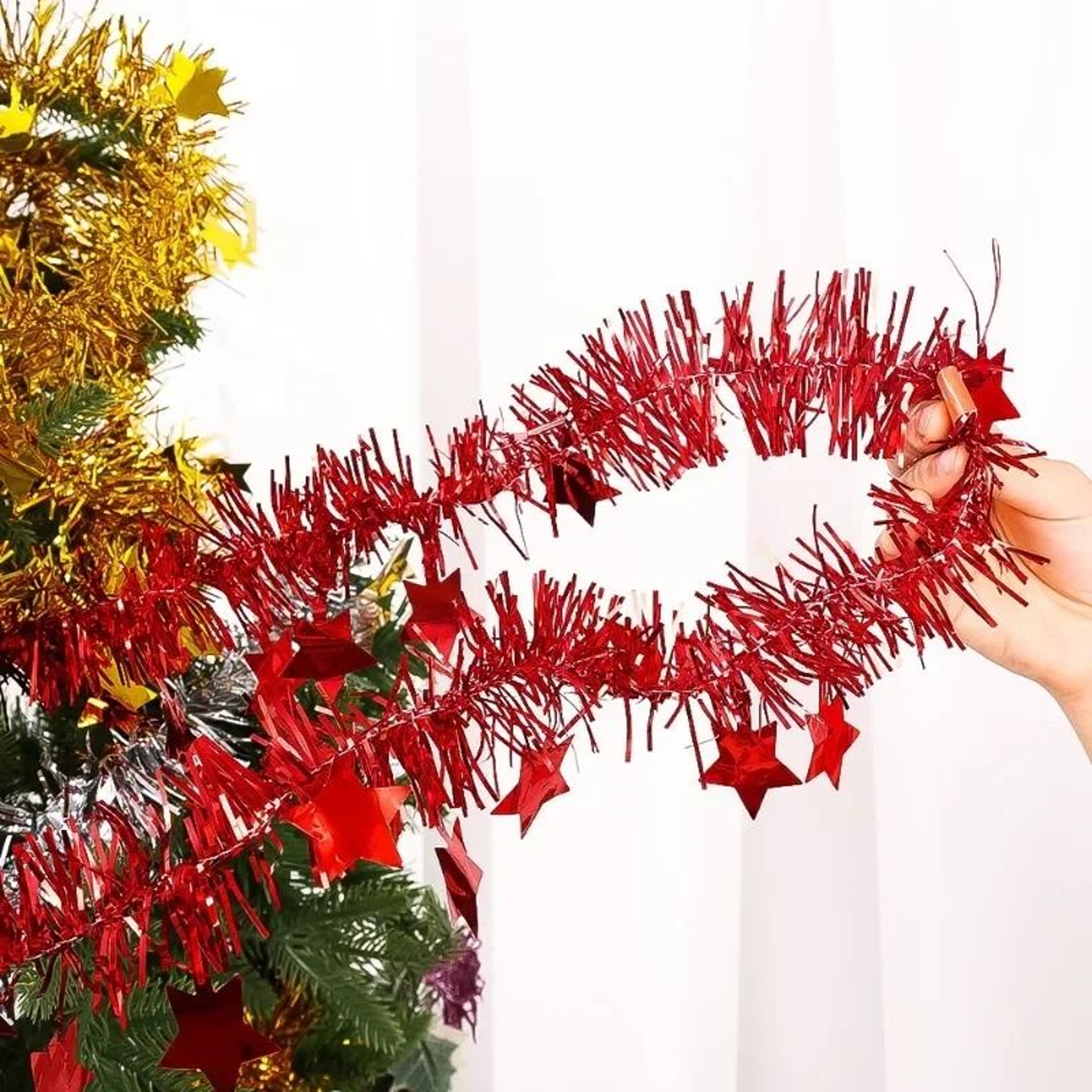 18M Christmas Tinsel Ribbon Garland  Premium StarOrnamented PVC Hanging Decor For Home  Wedding Inf 4