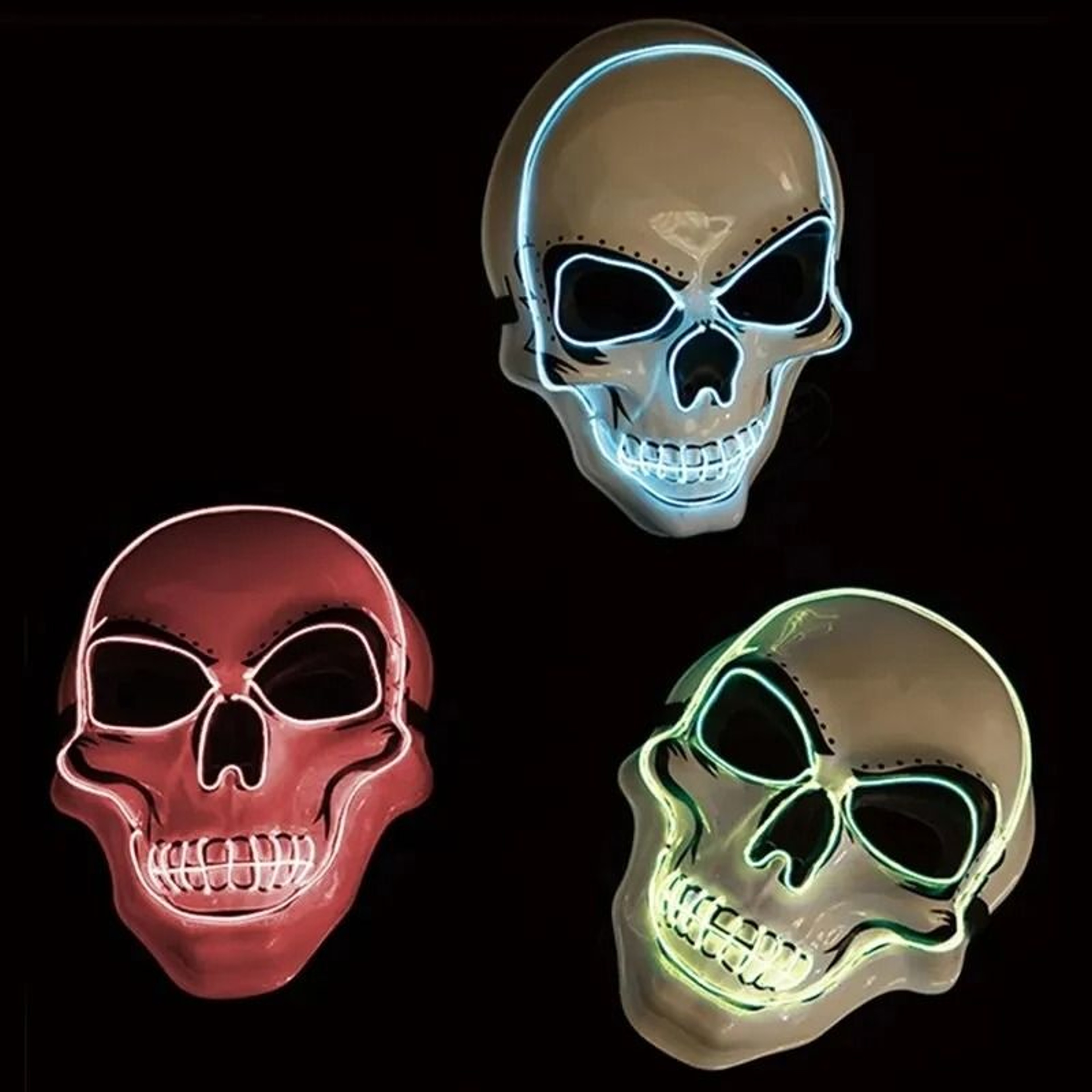 Halloween Adult Purification Mask LED Glowing Skull Terror Mask Cold Light 4