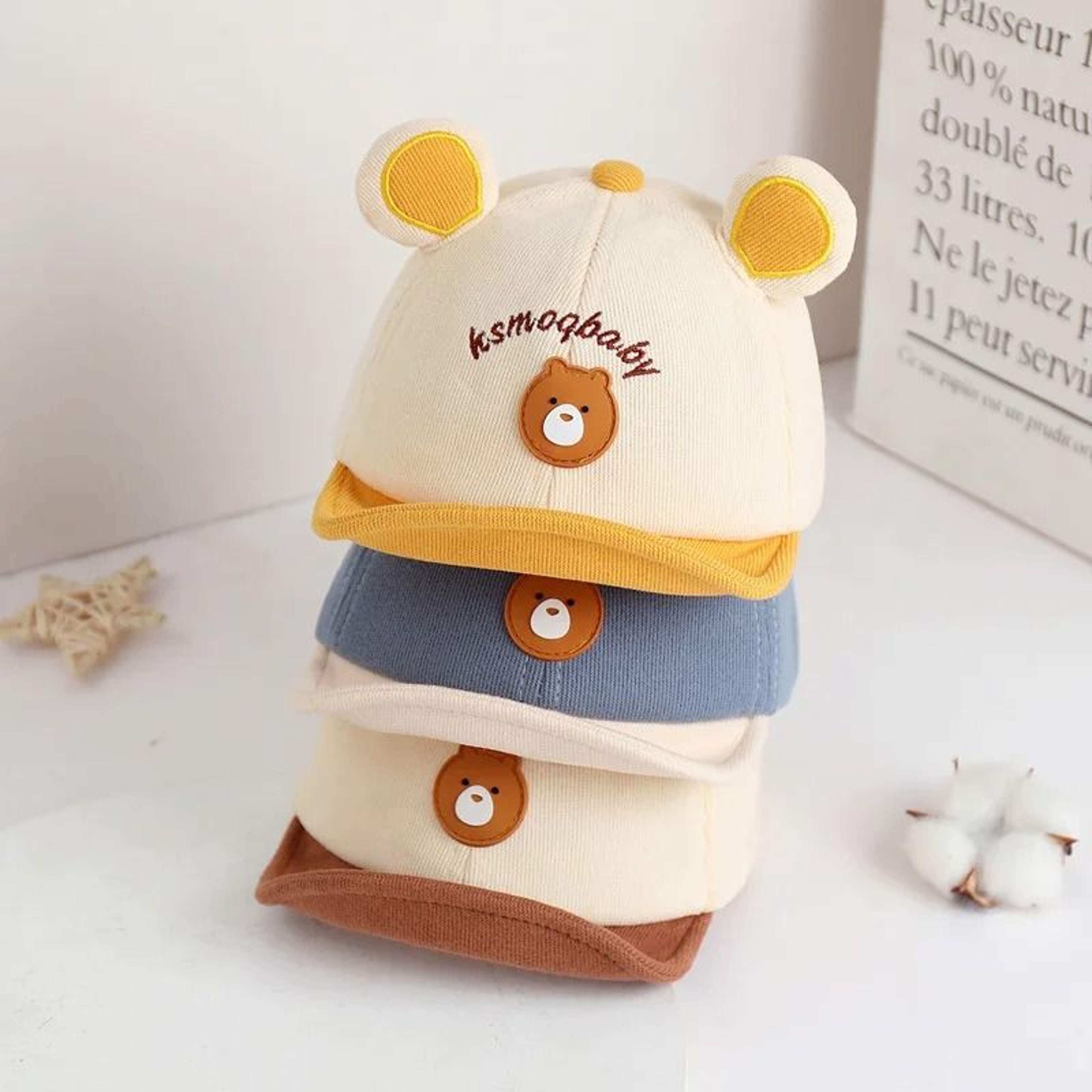 Cartoon Bear Baby Baseball Cap With Ears Cute Animal Peaked Sun Hat 3