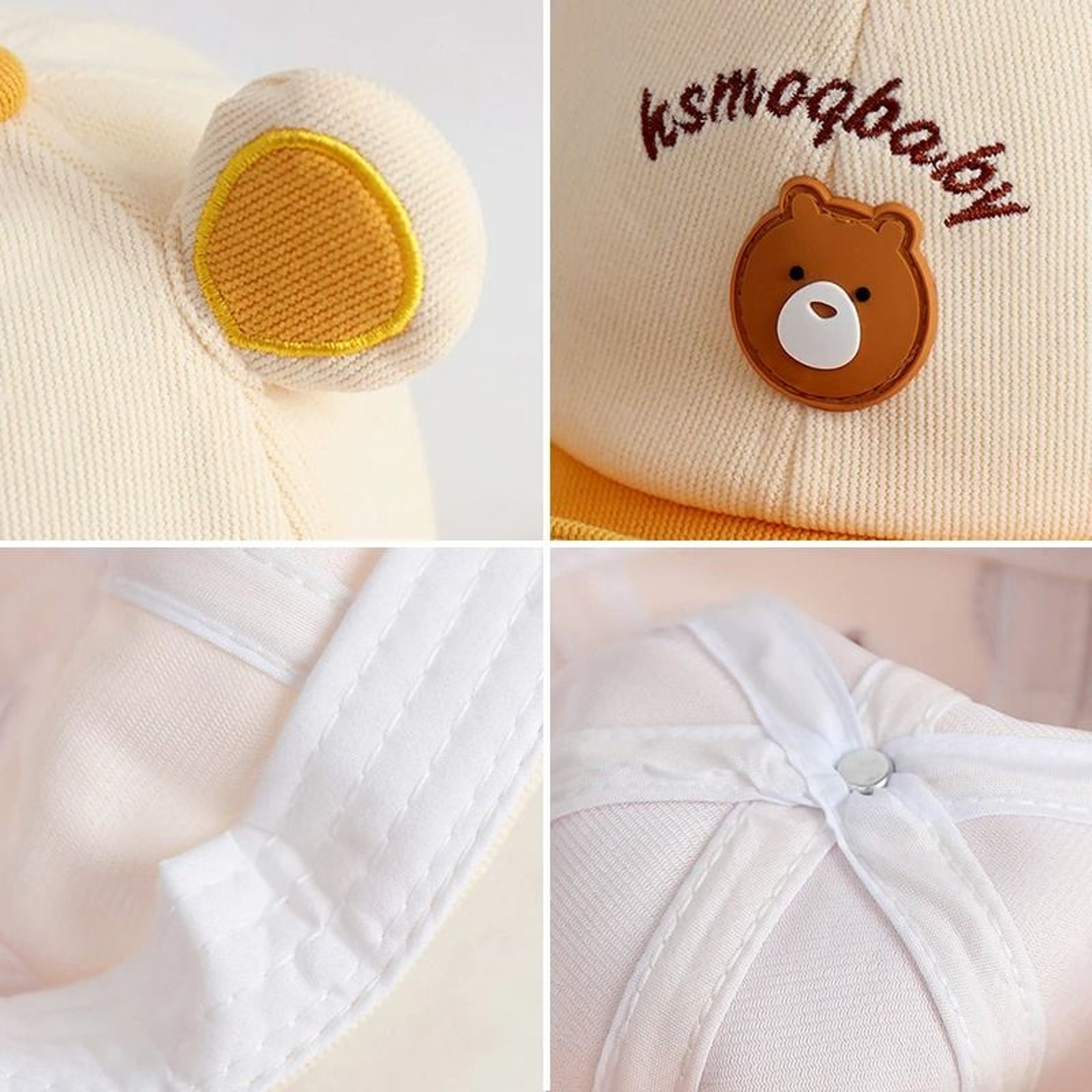 Cartoon Bear Baby Baseball Cap With Ears Cute Animal Peaked Sun Hat 4