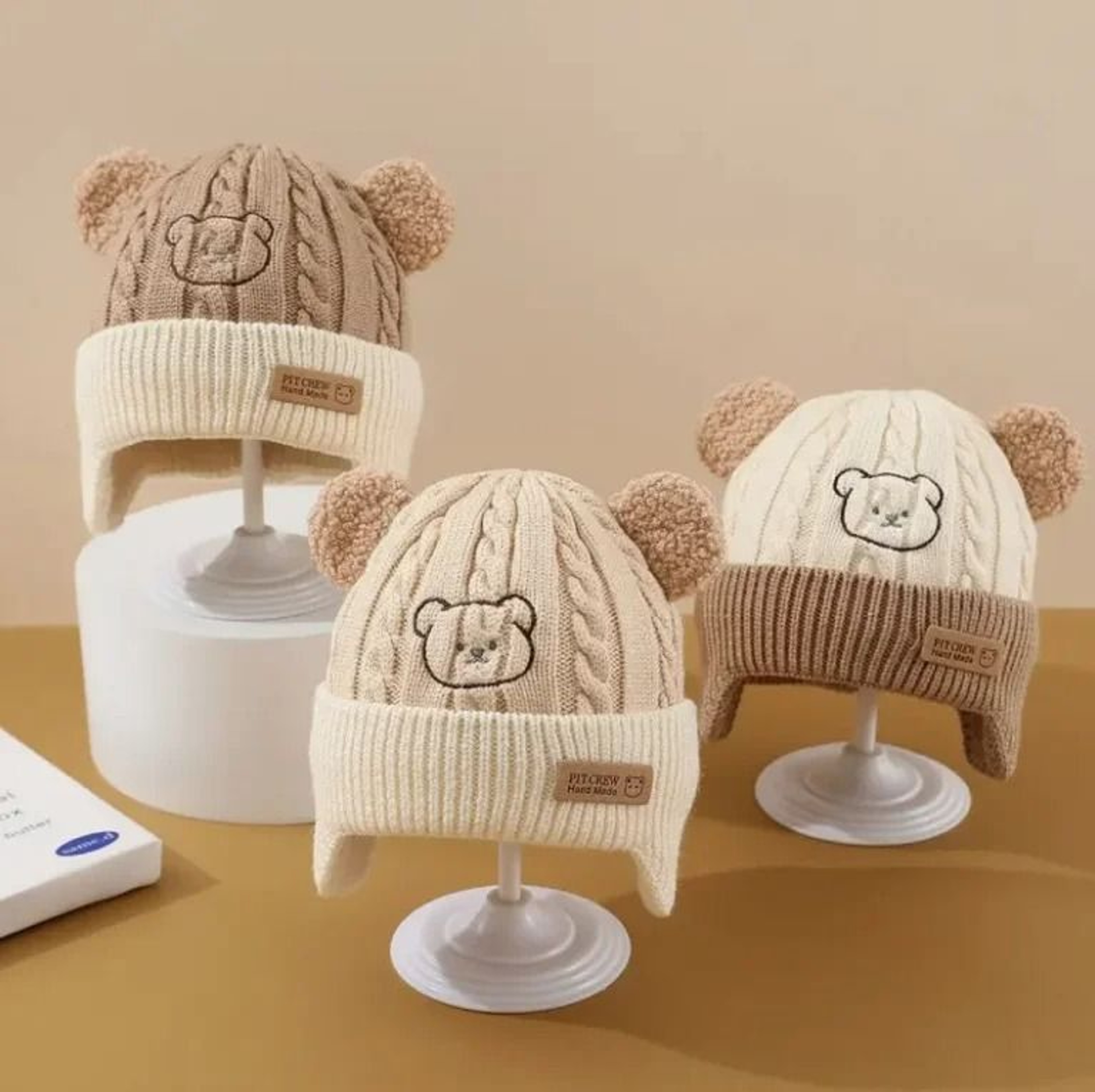 Baby Bear Knit Hat With Ears And Soft Earflap Cap For Boys  Girls 2
