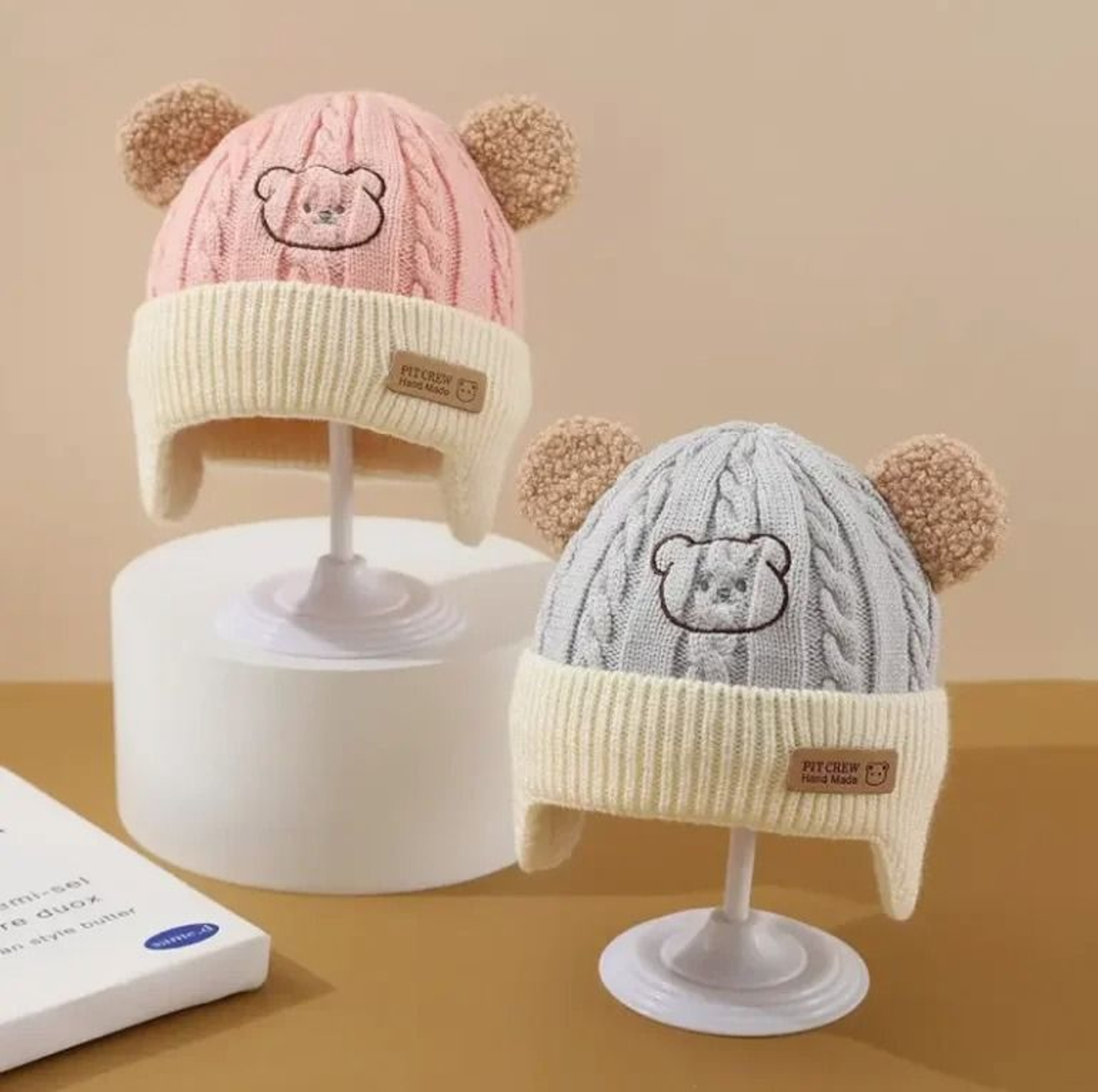 Baby Bear Knit Hat With Ears And Soft Earflap Cap For Boys  Girls 5