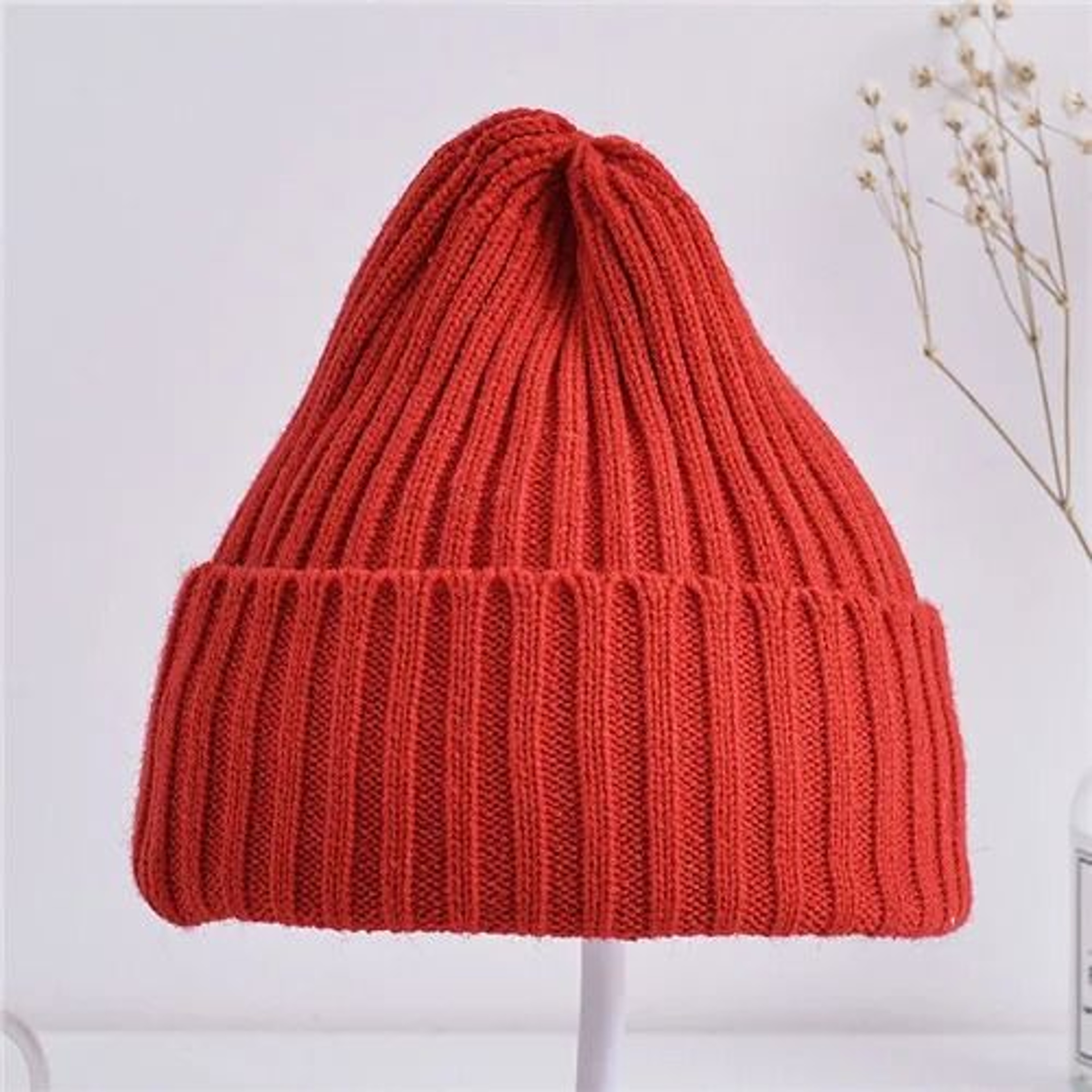 Baby Kids Ribbed Knitted Beanie Hat Windproof Toddler Photography Accessory 9