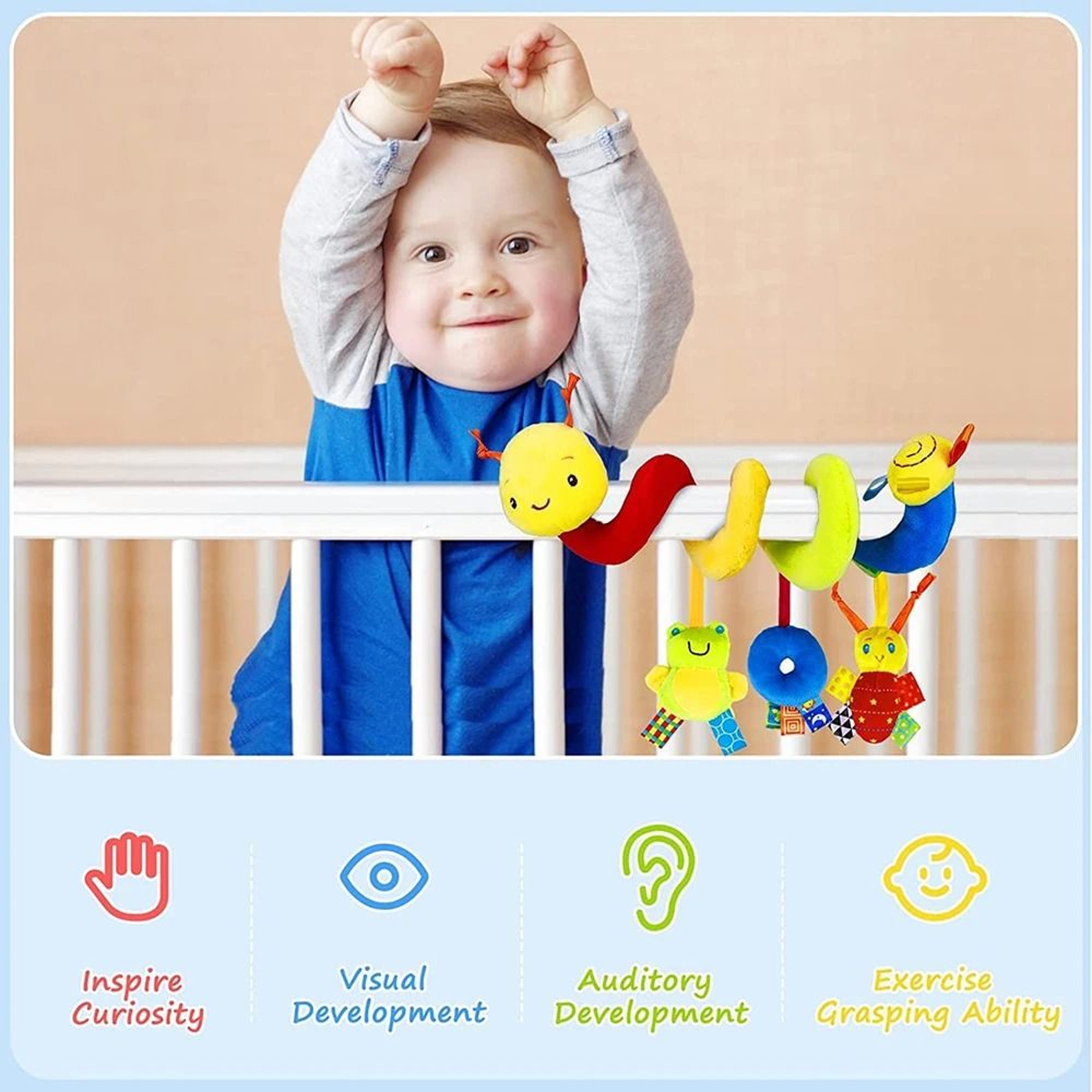 Cute Activity Musical Spiral Crib Stroller Car Seat Travel Hanging Toy 3