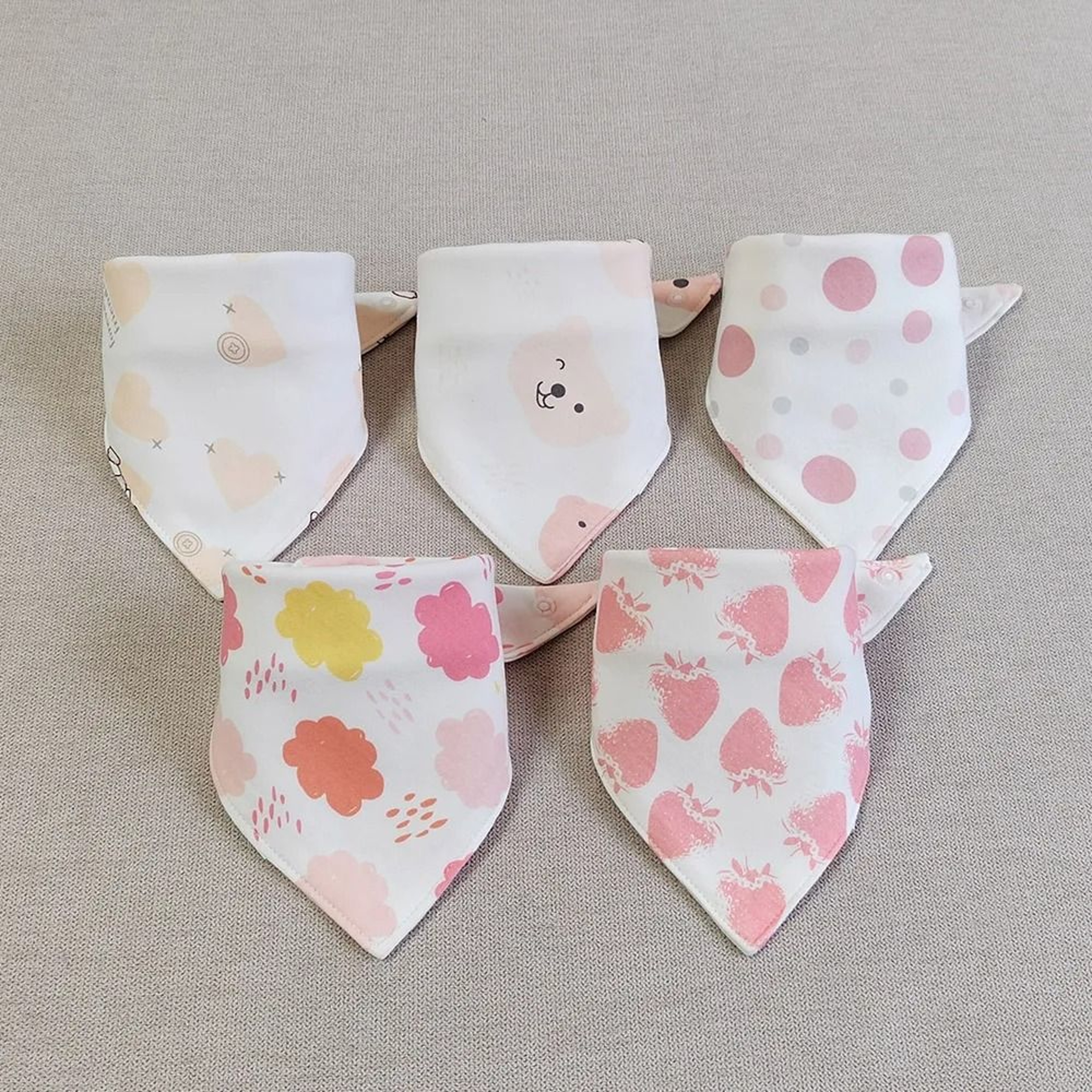 8PCS Baby Triangle Bibs  Burp Cloths Double Layer Cotton Saliva Towels 5