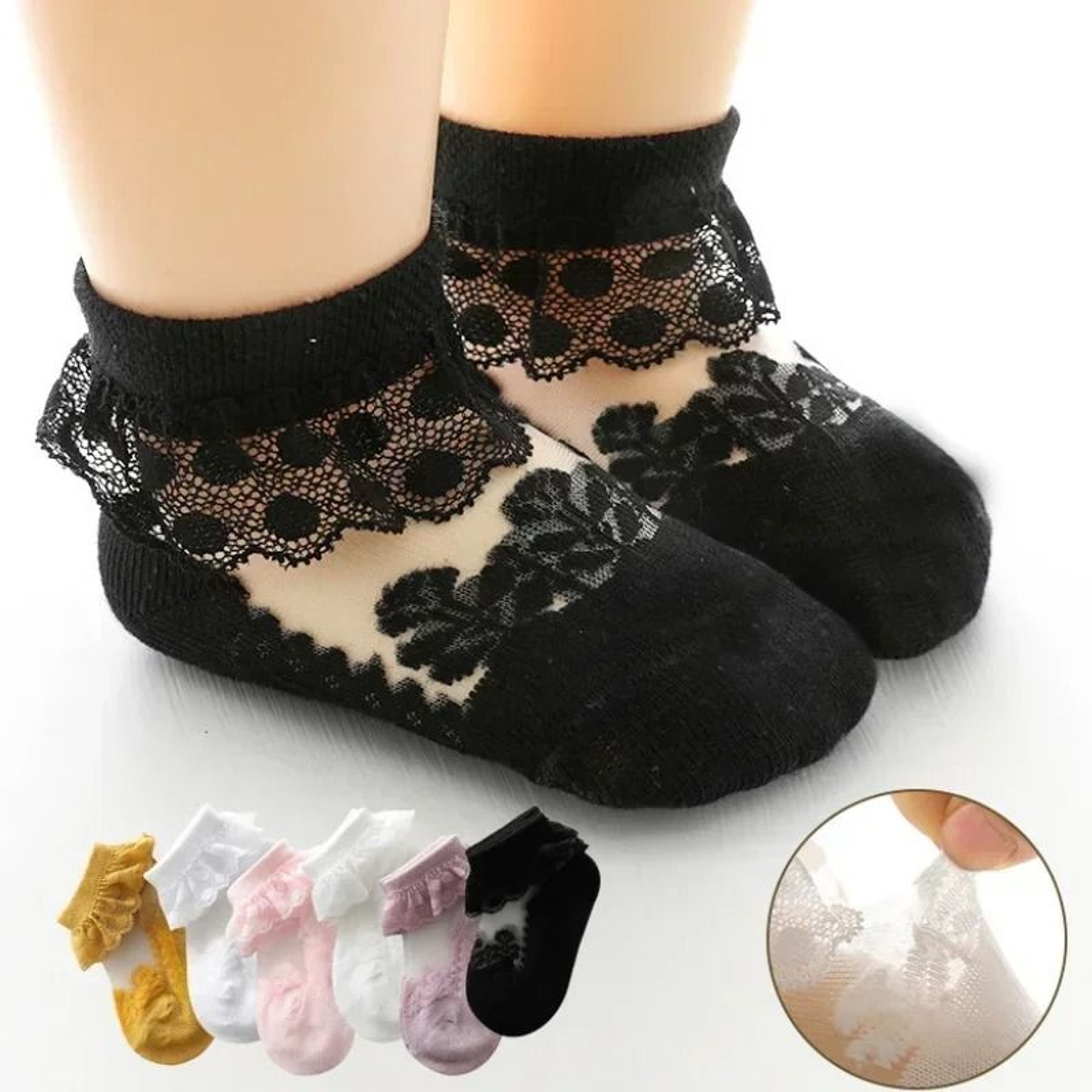 Baby Girl Ruffle Princess Socks Lace Flower Mesh Socks For Toddlers 0